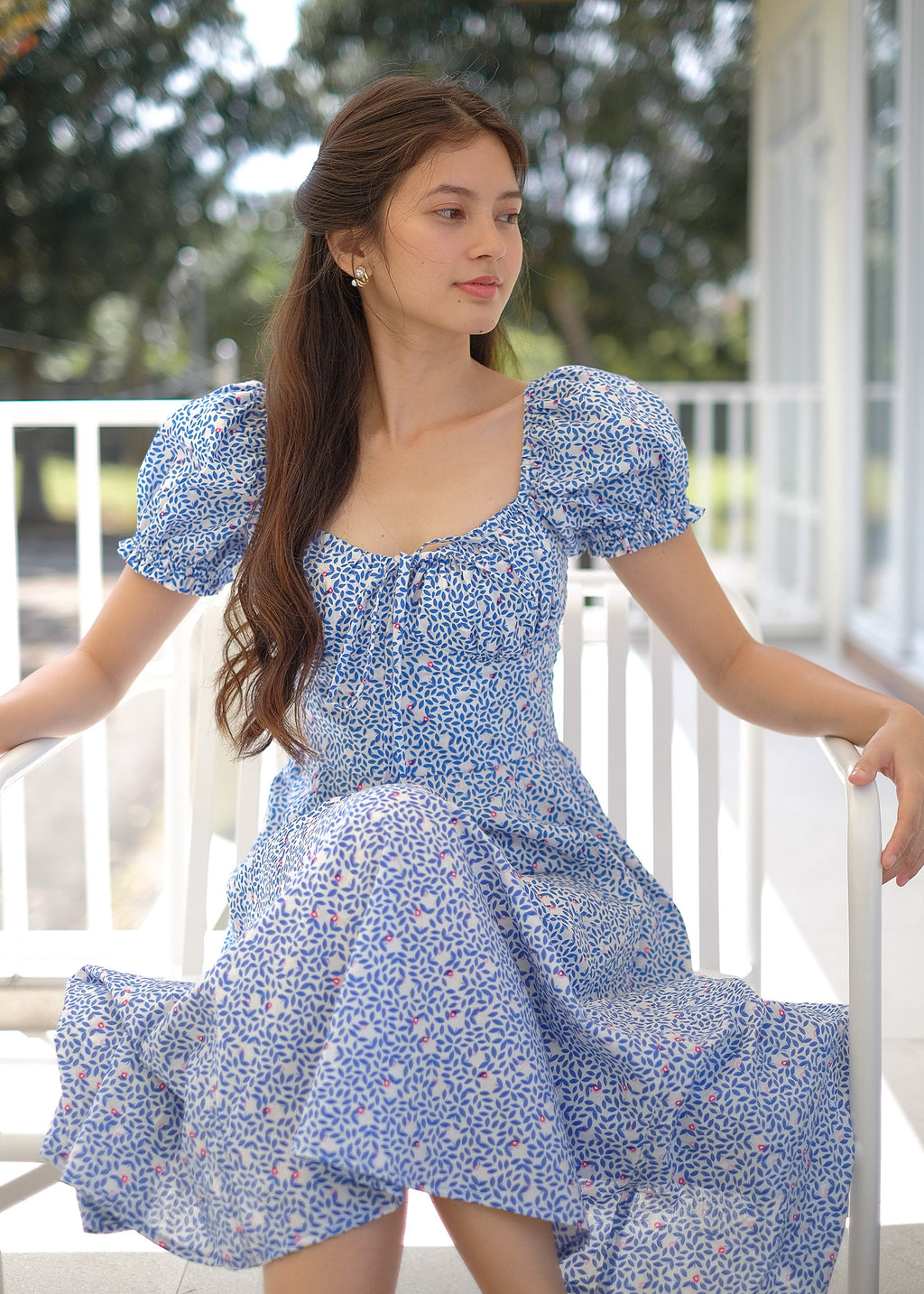 Camilla midi dress - Blue printed