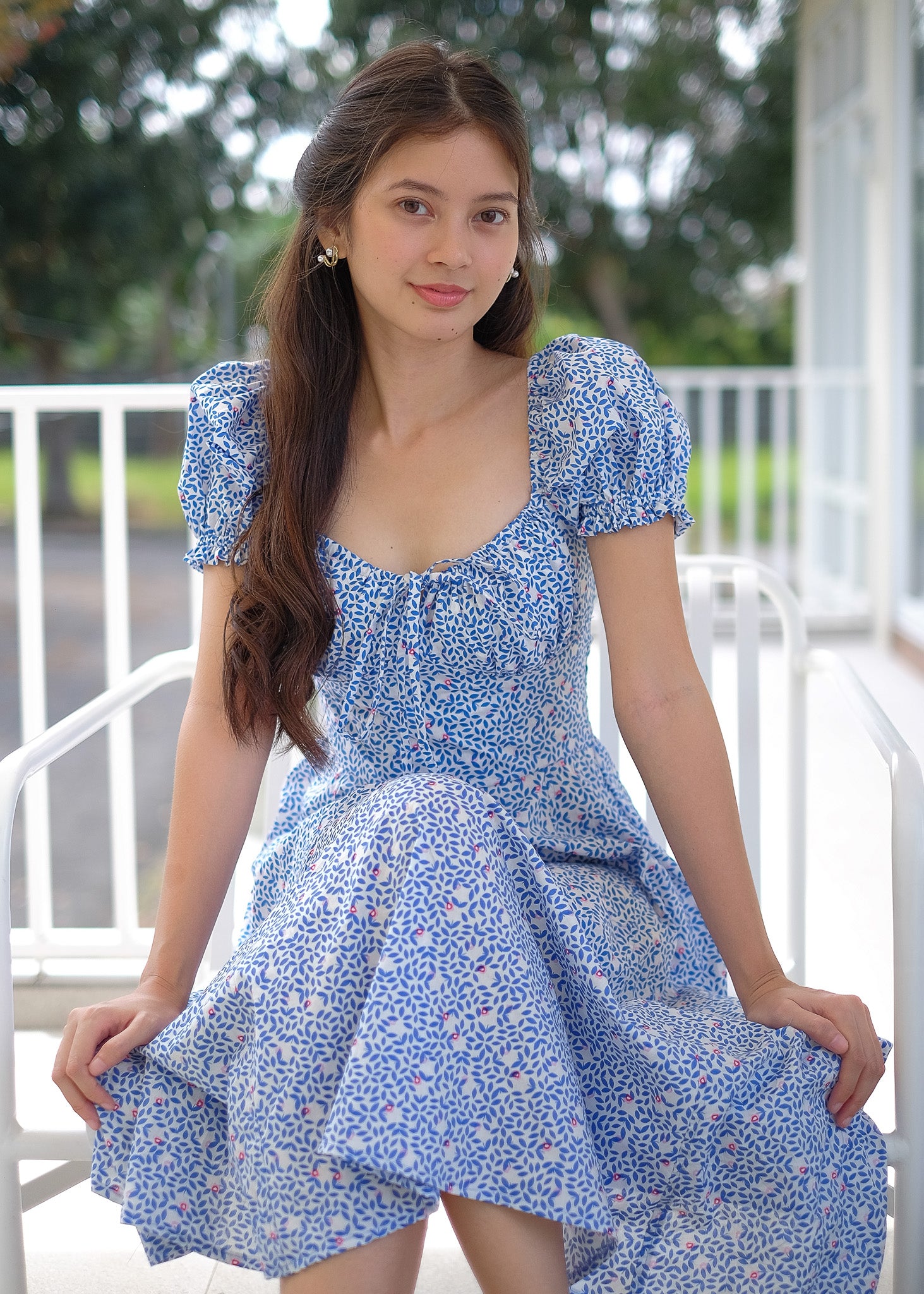 Camilla midi dress - Blue printed
