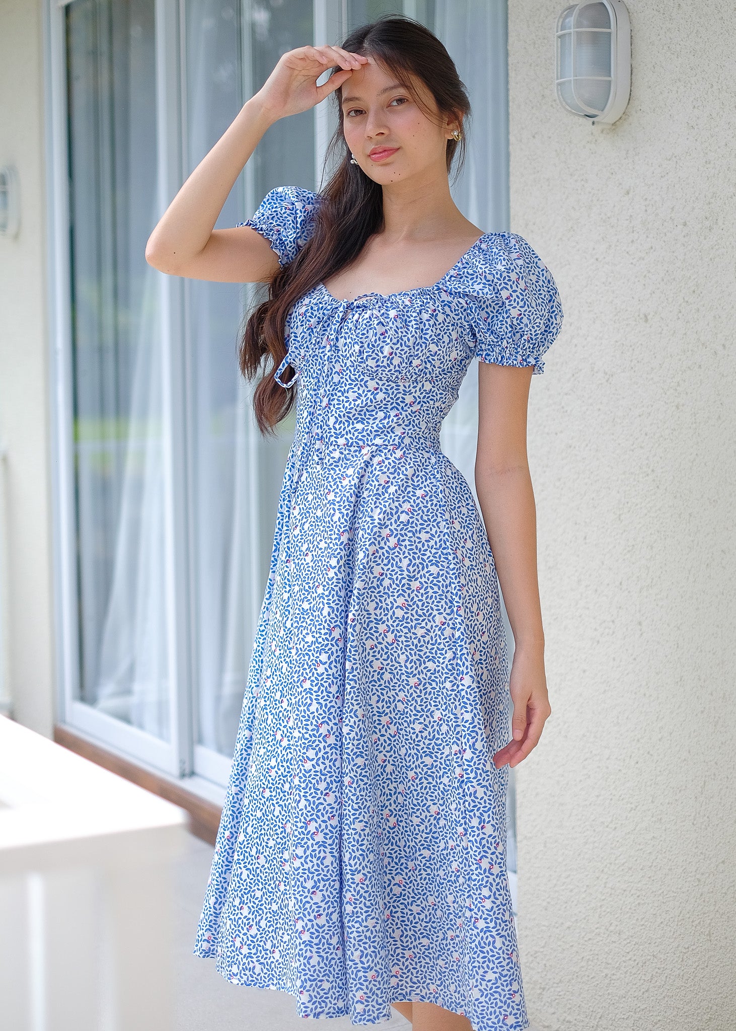Camilla midi dress - Blue printed