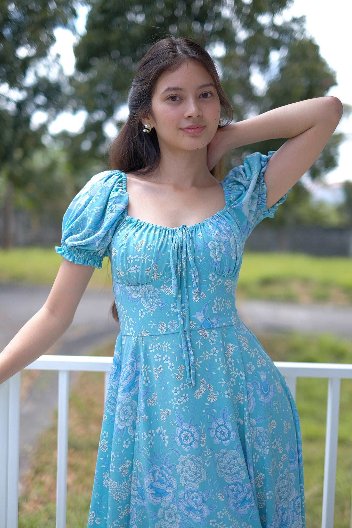 Camilla midi dress - Turquoise floral