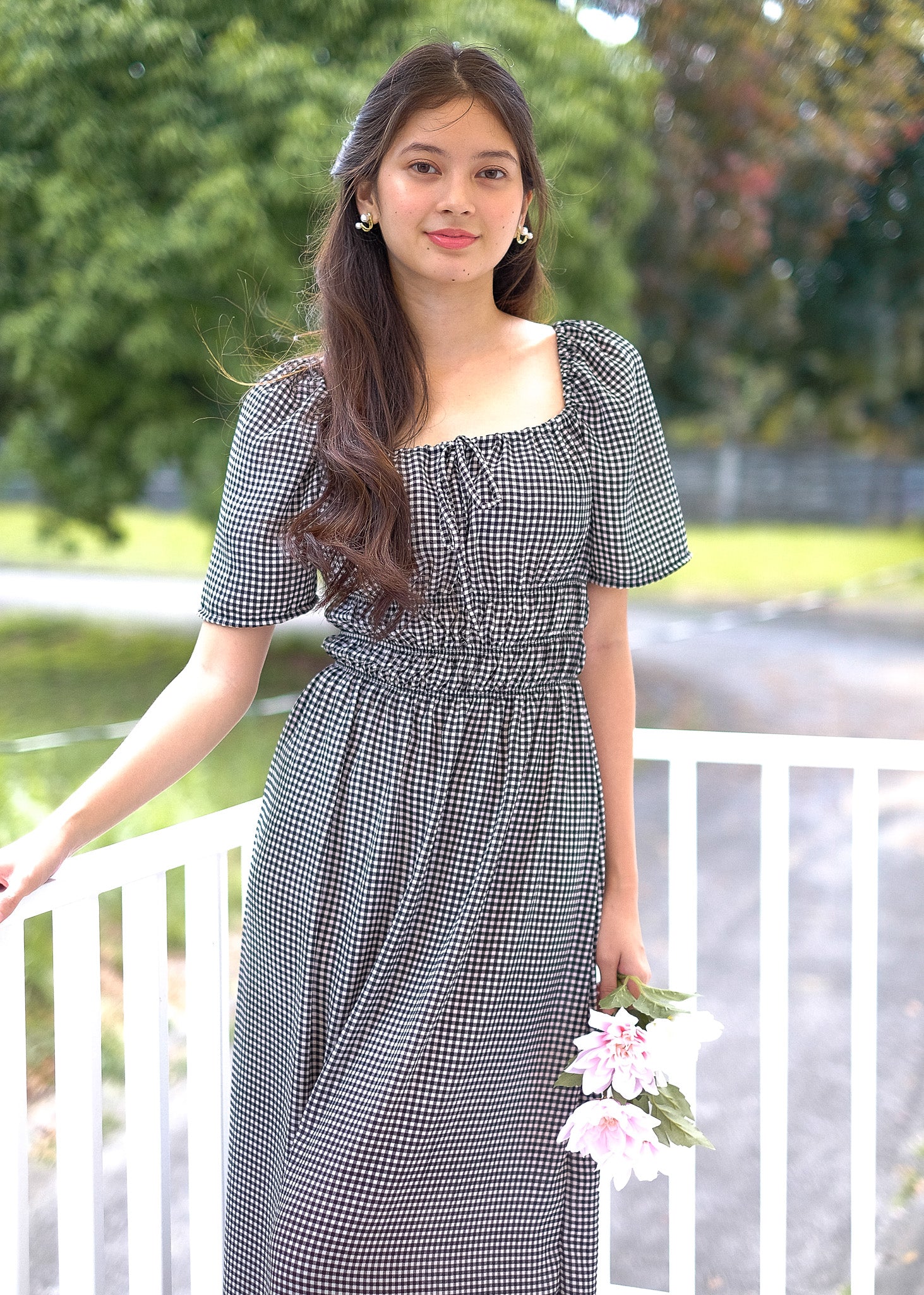 Geneva Midi Dress - black gingham