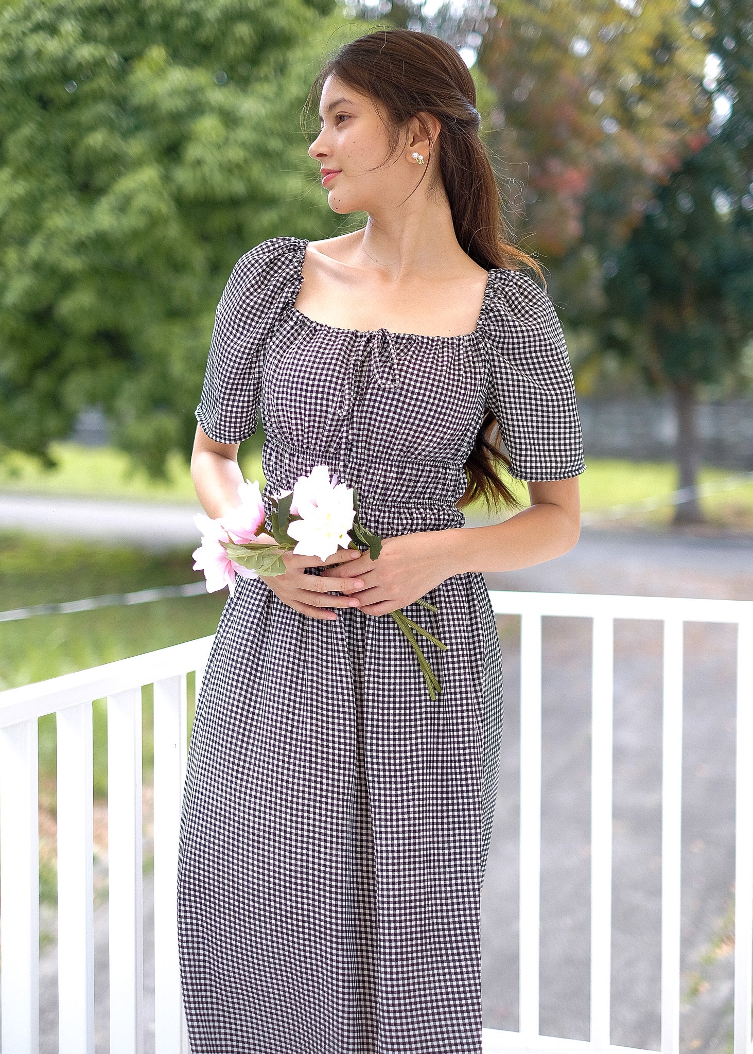 Geneva Midi Dress - black gingham