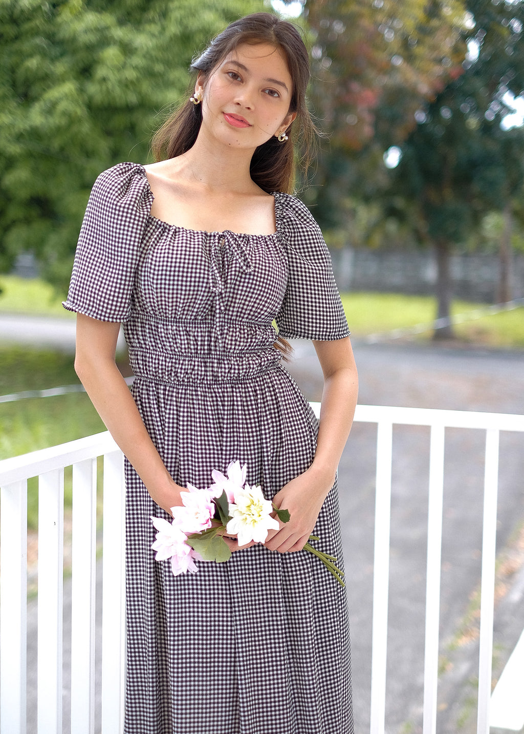 Geneva Midi Dress - black gingham
