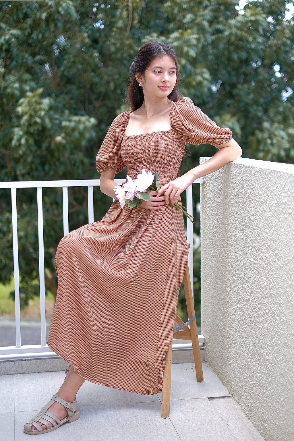 Alison Maxi Dress - brown gingham