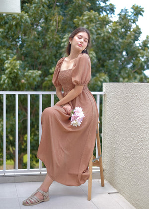 Alison Maxi Dress - brown gingham