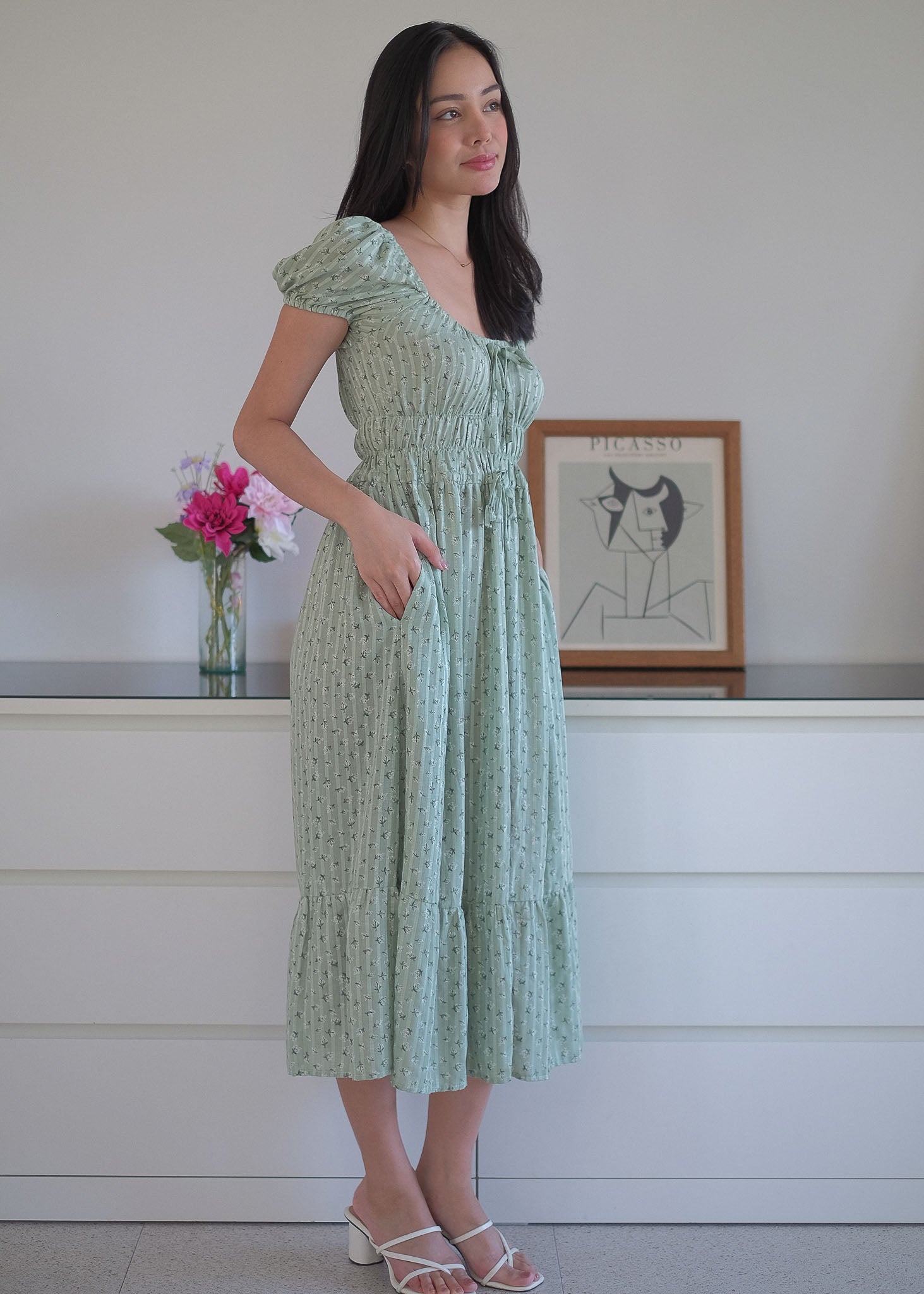 The Leilani midi dress -  sage floral
