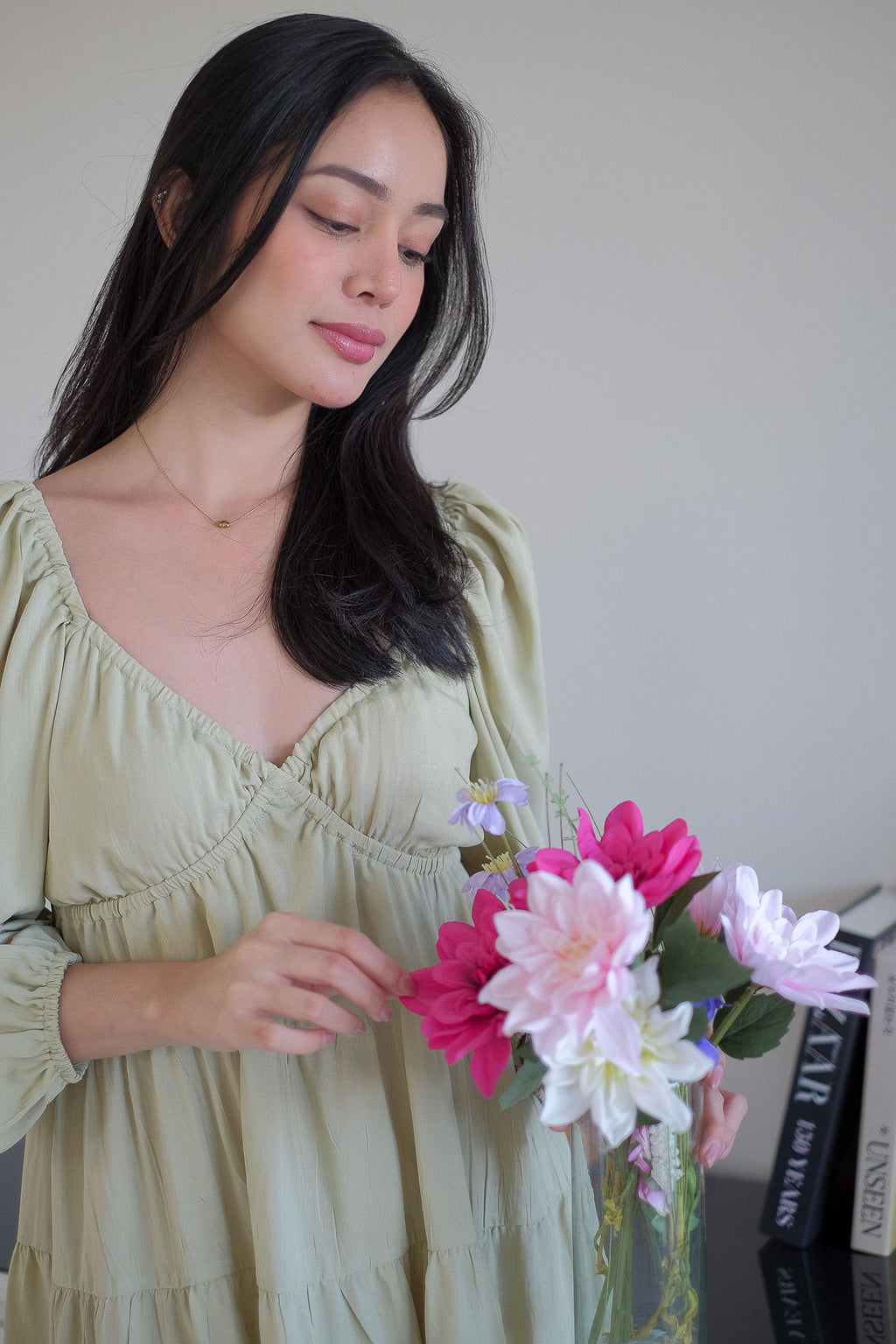 Caroline baby doll dress - apple green