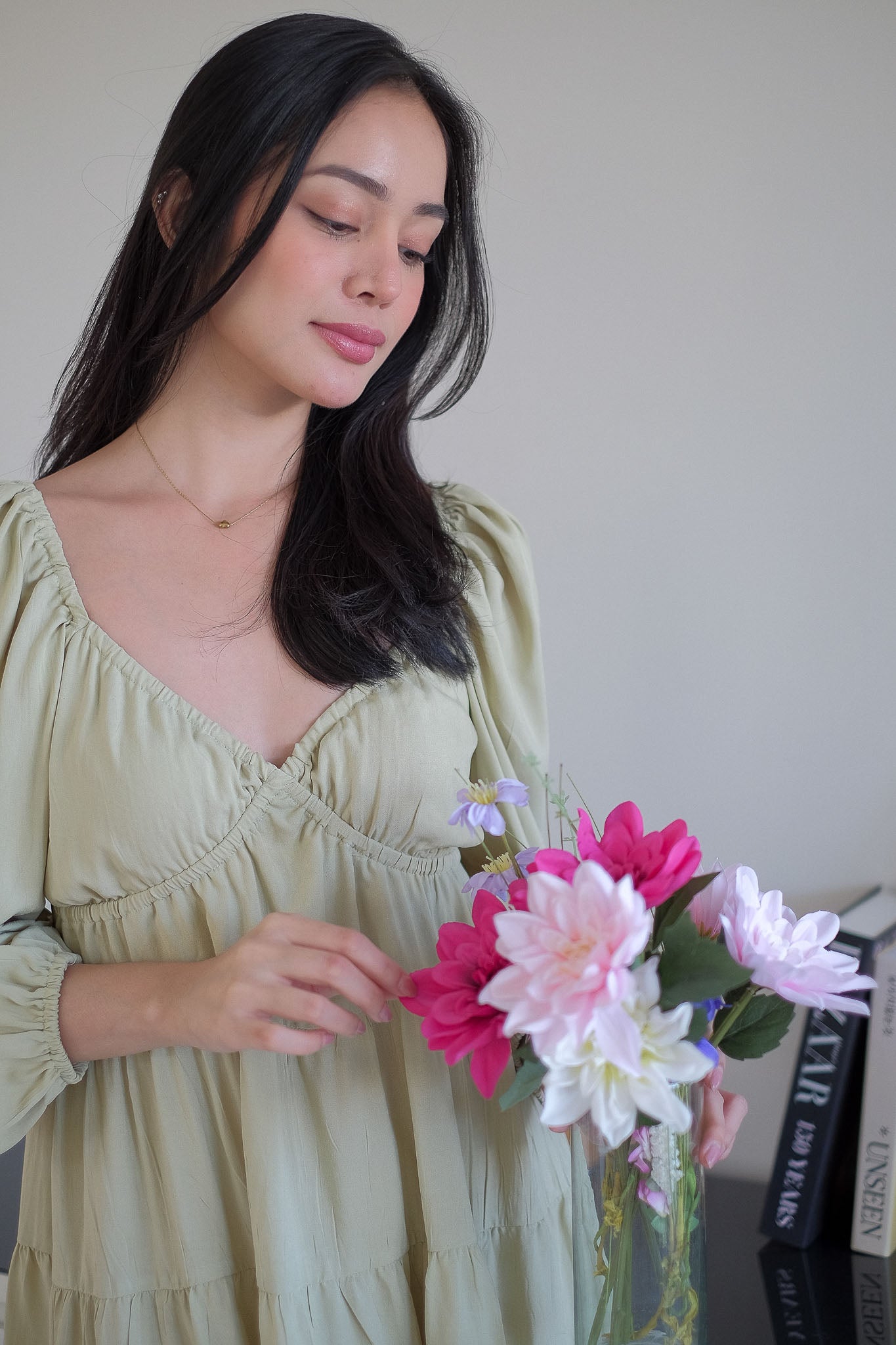 Caroline baby doll dress - apple green