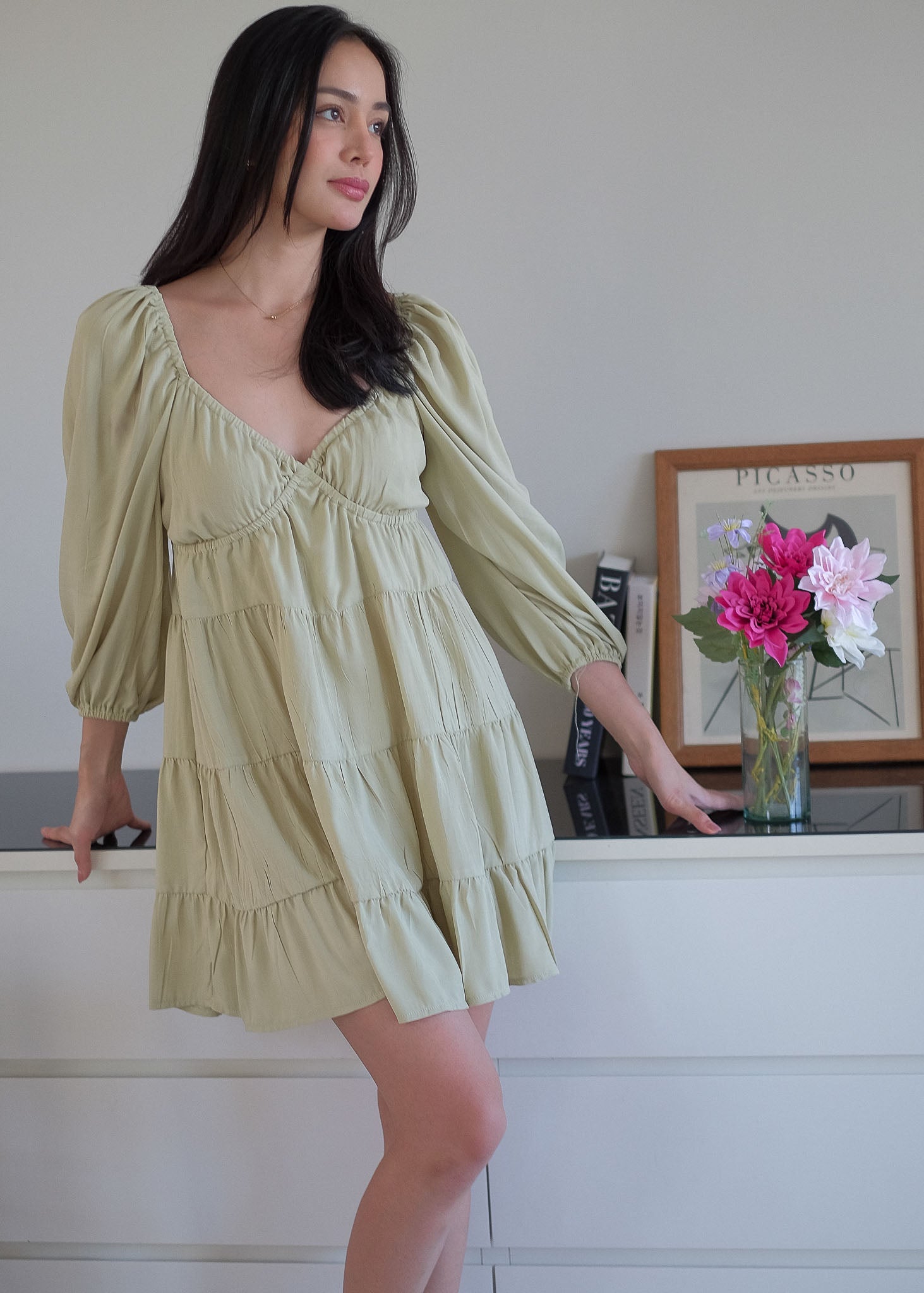 Caroline baby doll dress - apple green