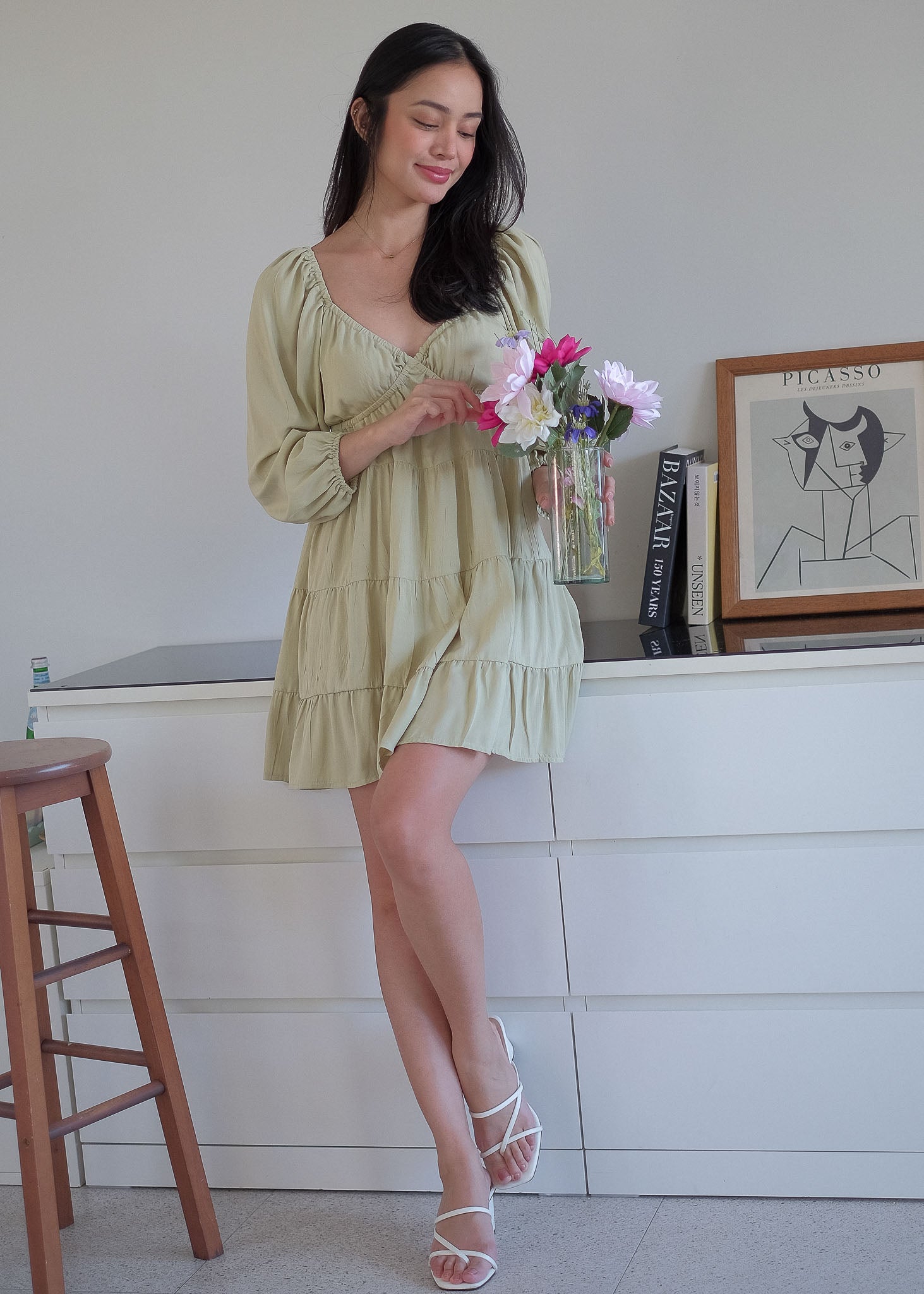 Caroline baby doll dress - apple green