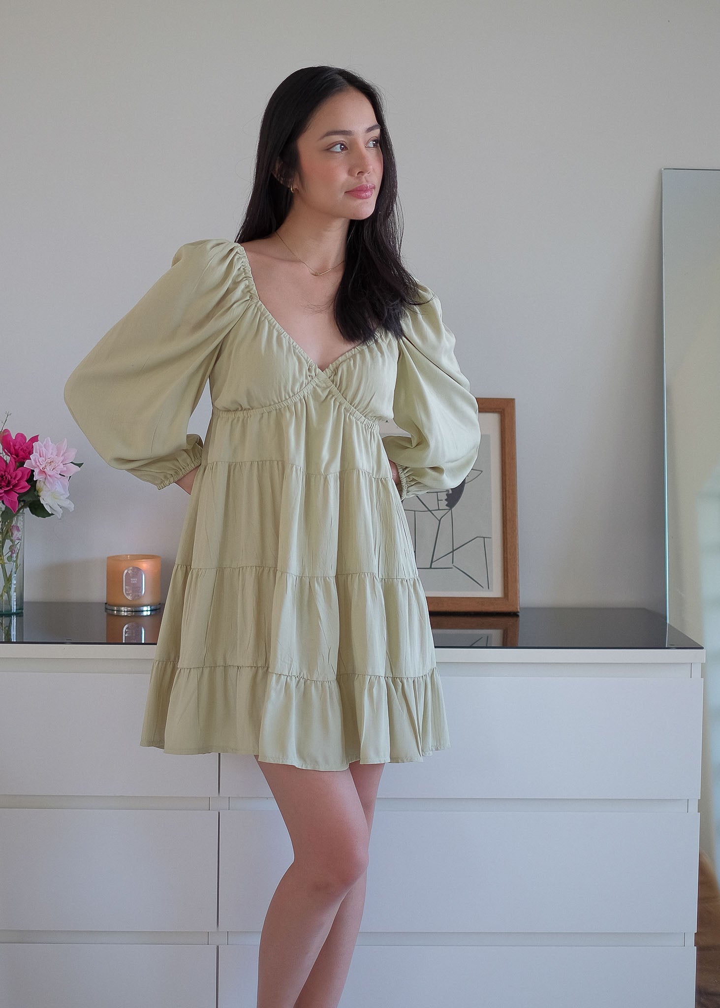 Caroline baby doll dress - apple green