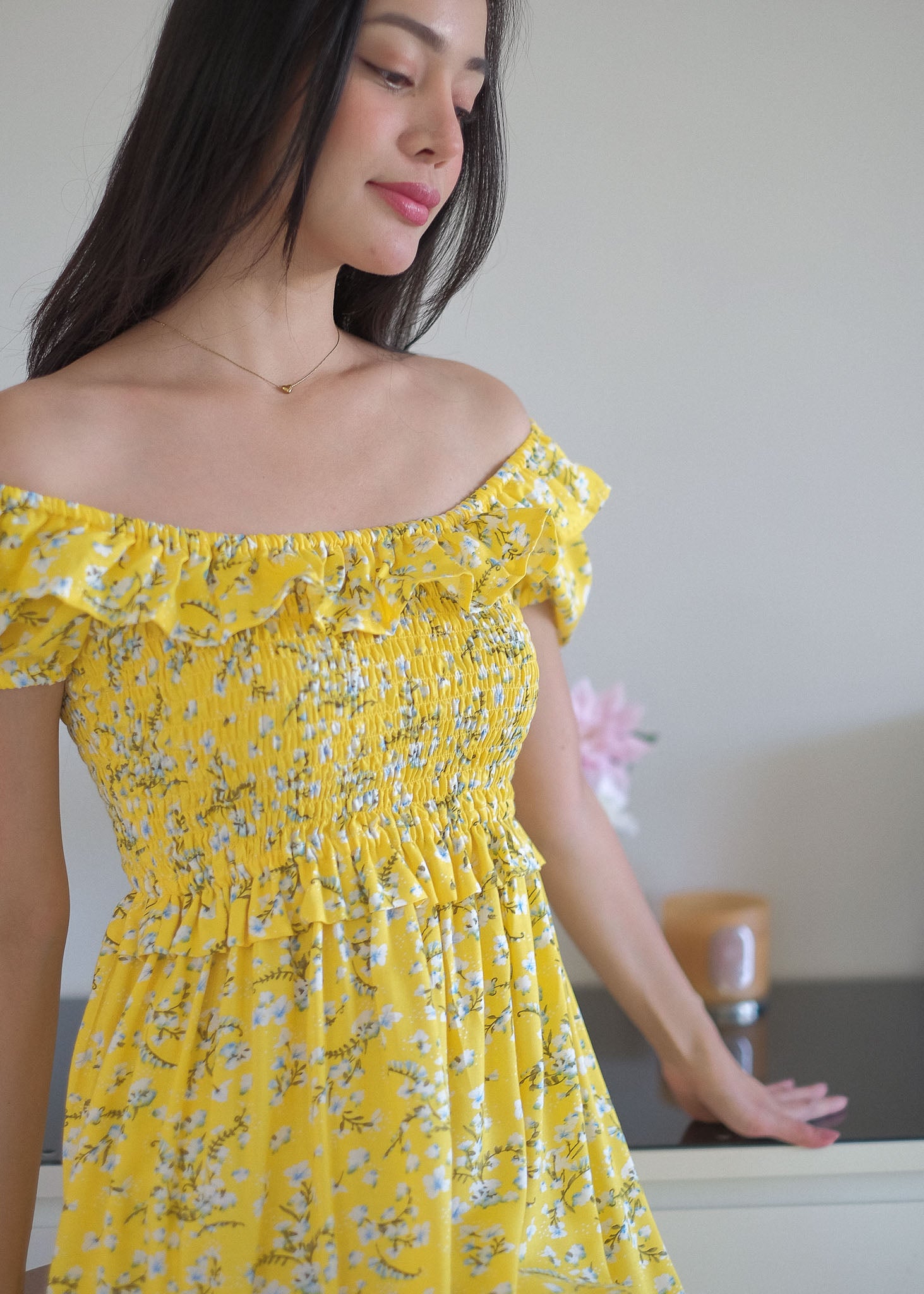 The Patricia Midi Dress – yellow floral