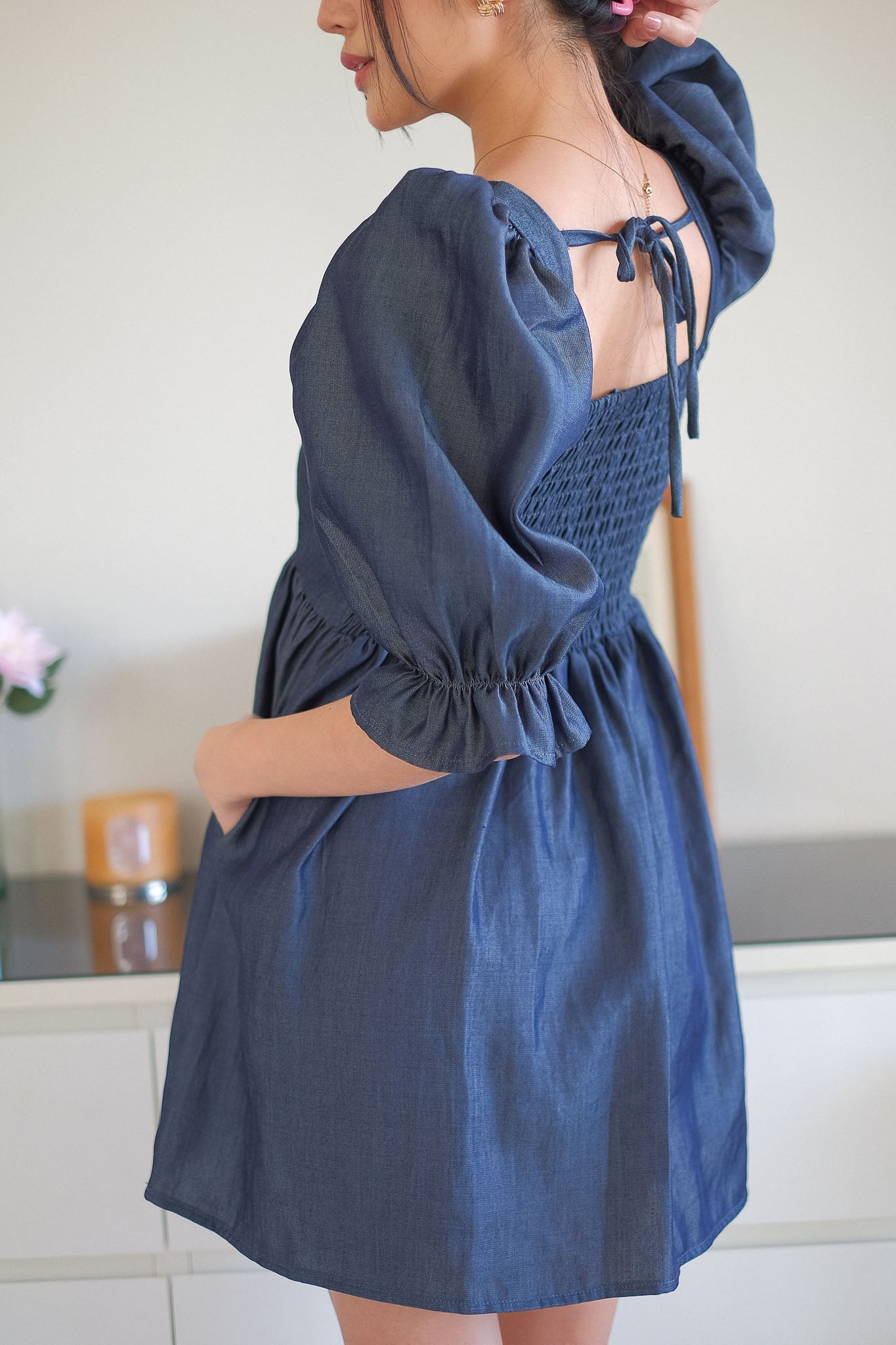 The Solene babydoll dress - indigo denim