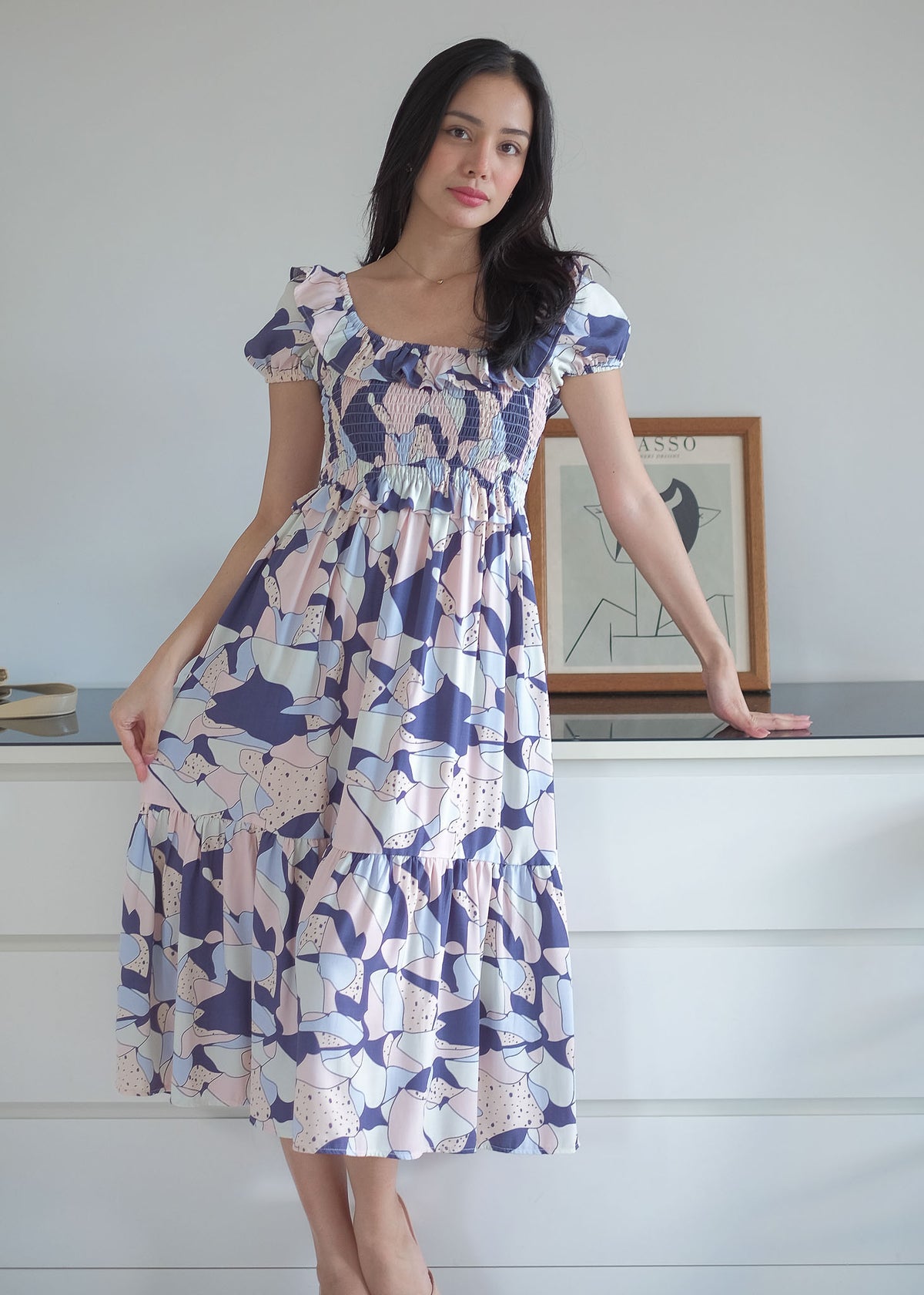 The Patricia Midi Dress – abstract floral print