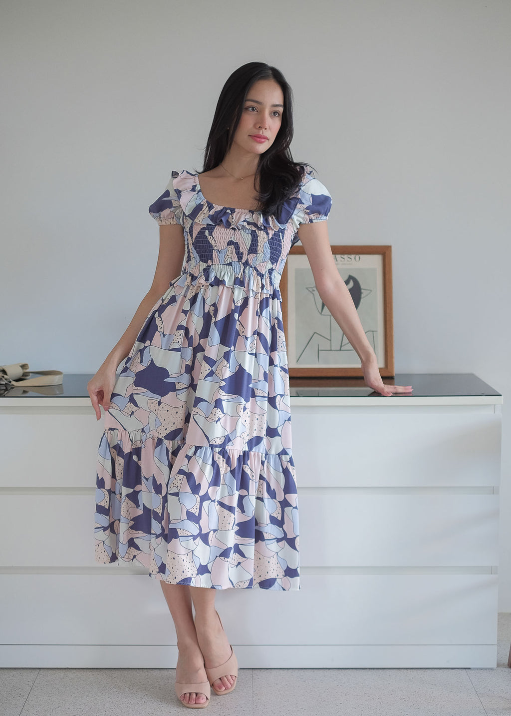 The Patricia Midi Dress – abstract floral print