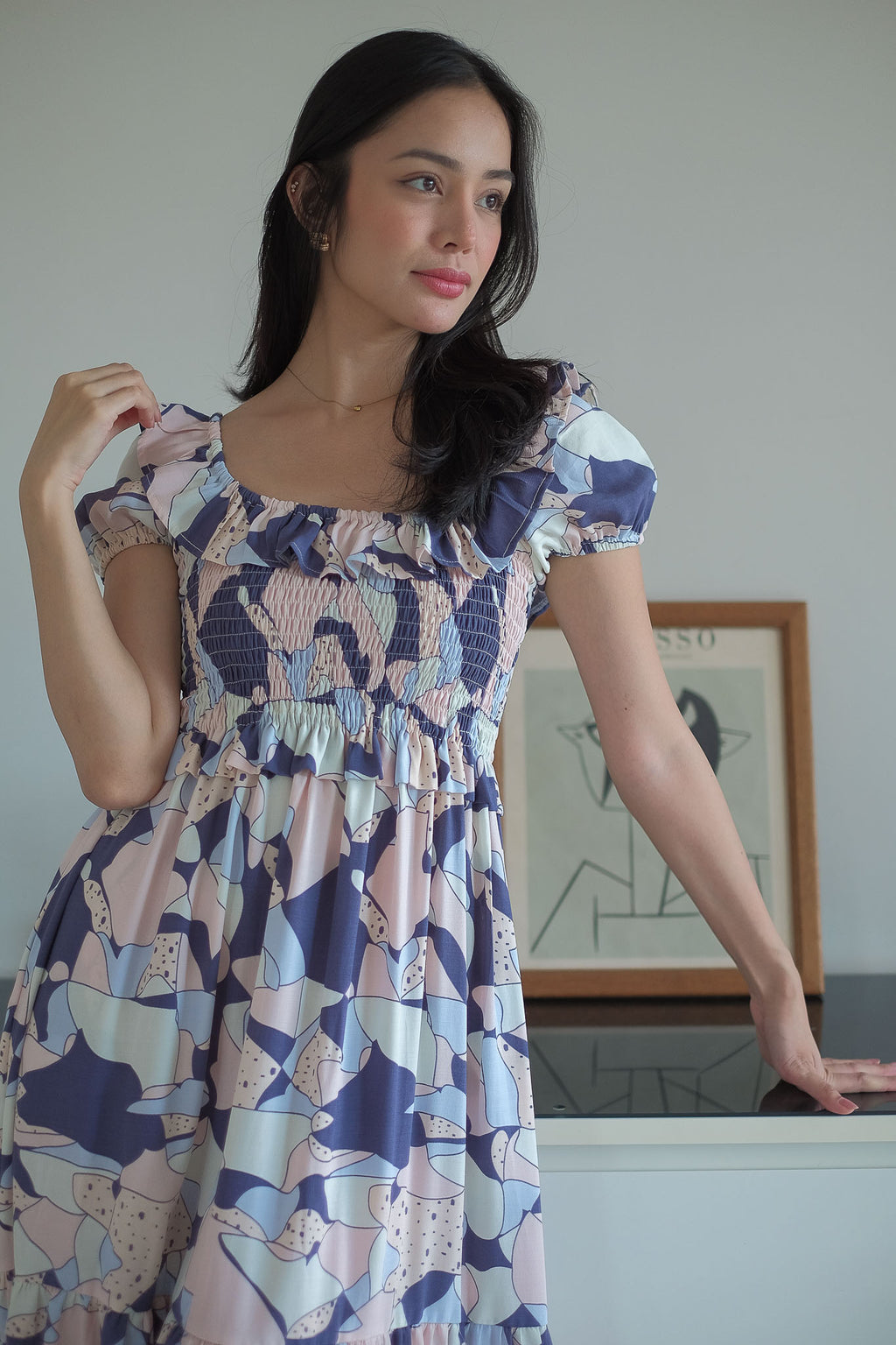 The Patricia Midi Dress – abstract floral print