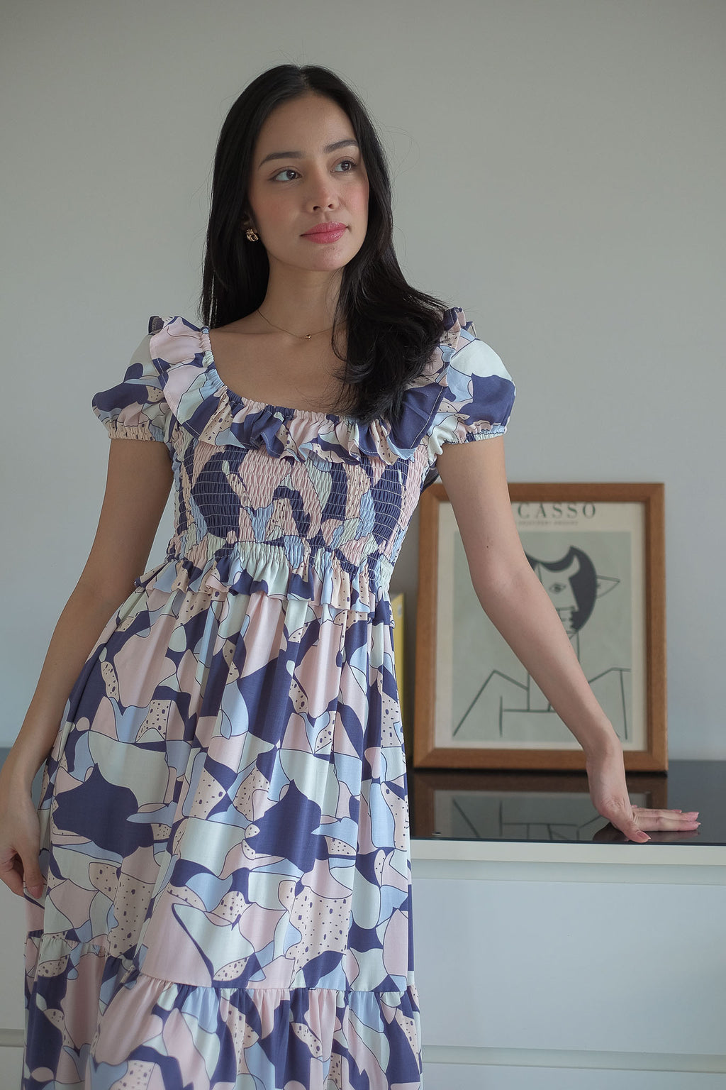 The Patricia Midi Dress – abstract floral print