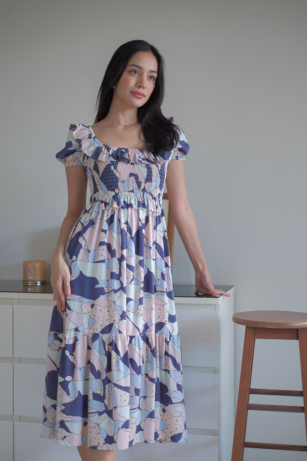 The Patricia Midi Dress – abstract floral print