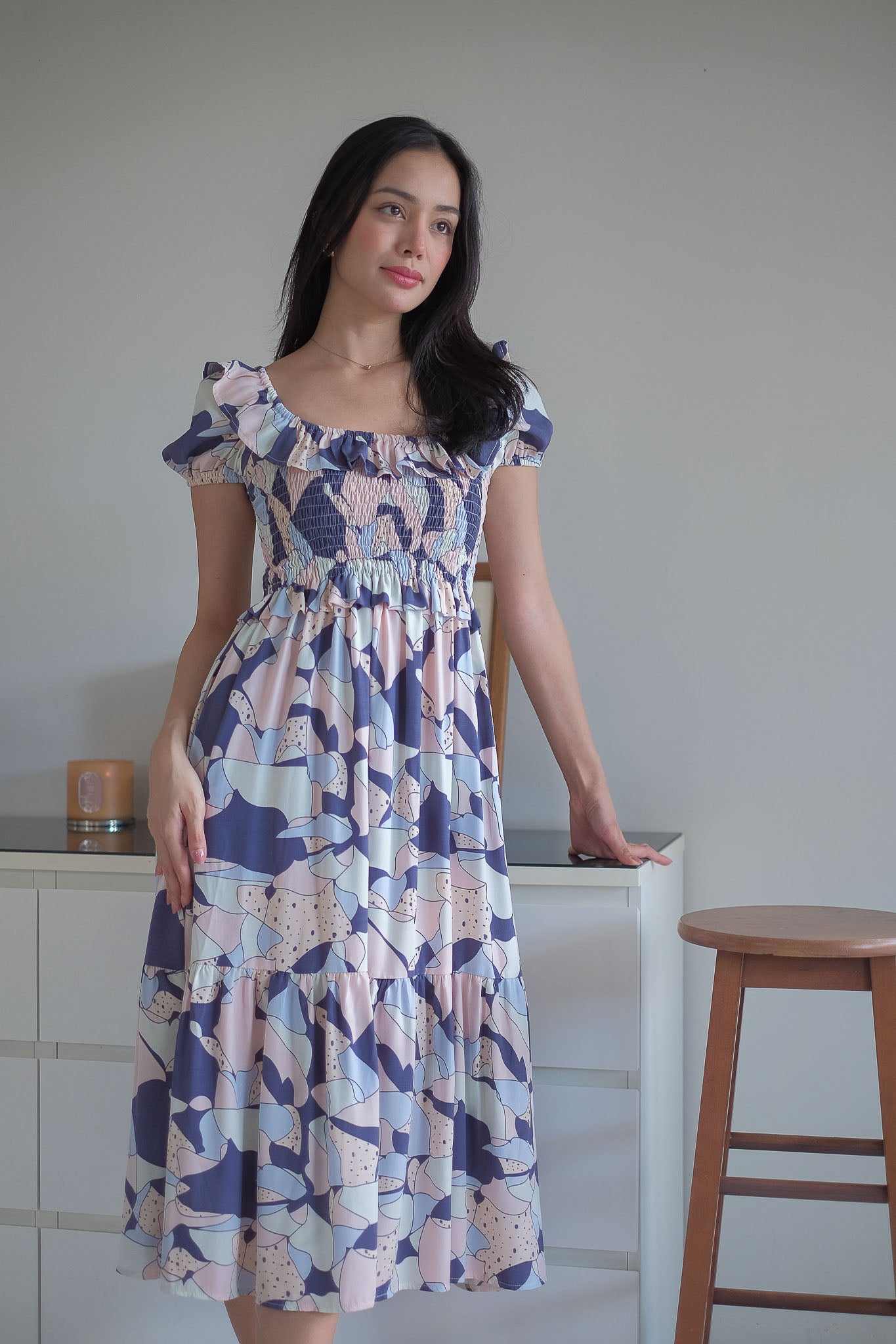 The Patricia Midi Dress – abstract floral print