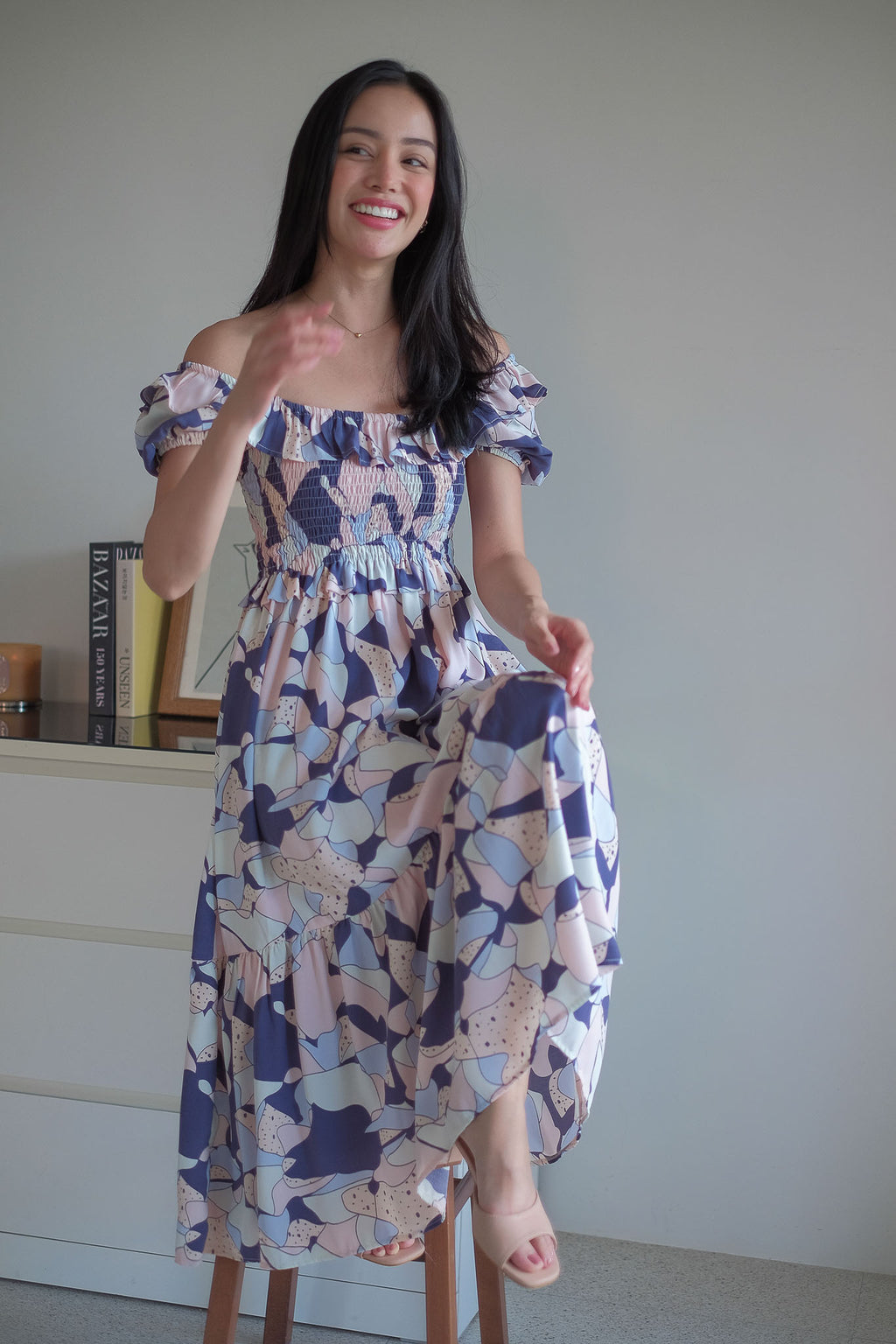 The Patricia Midi Dress – abstract floral print