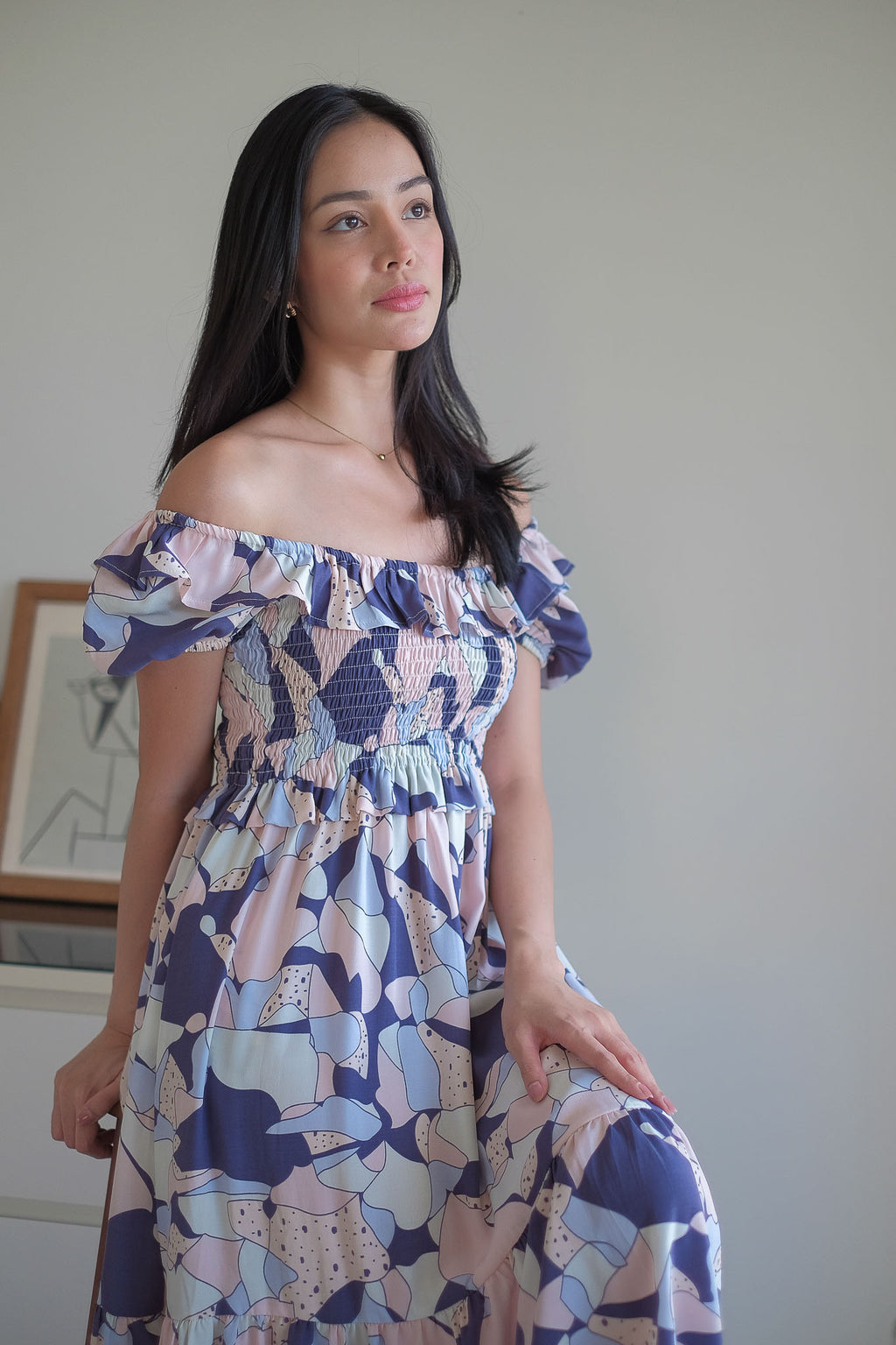 The Patricia Midi Dress – abstract floral print