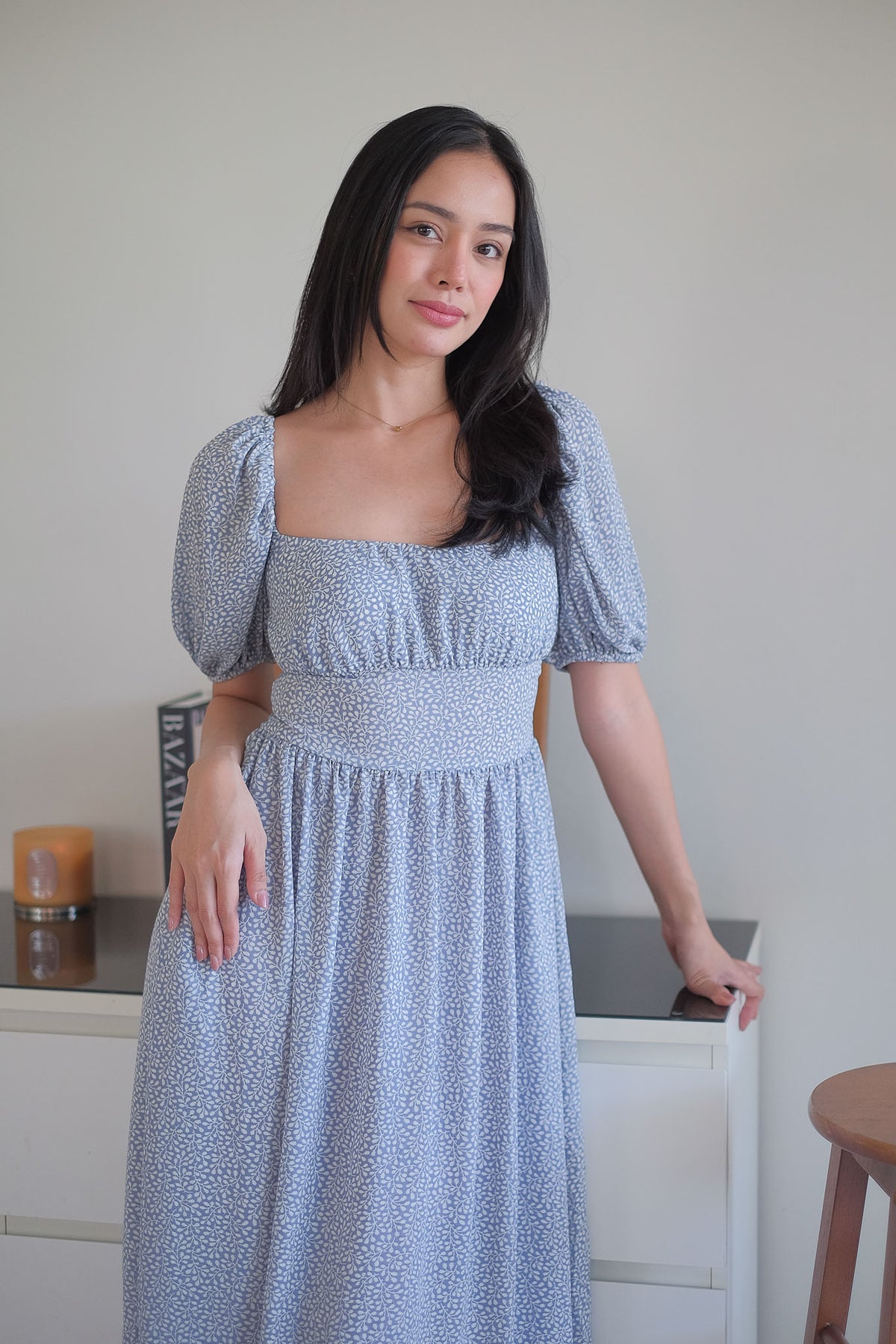 Monica Midi Dress – blue vine floral