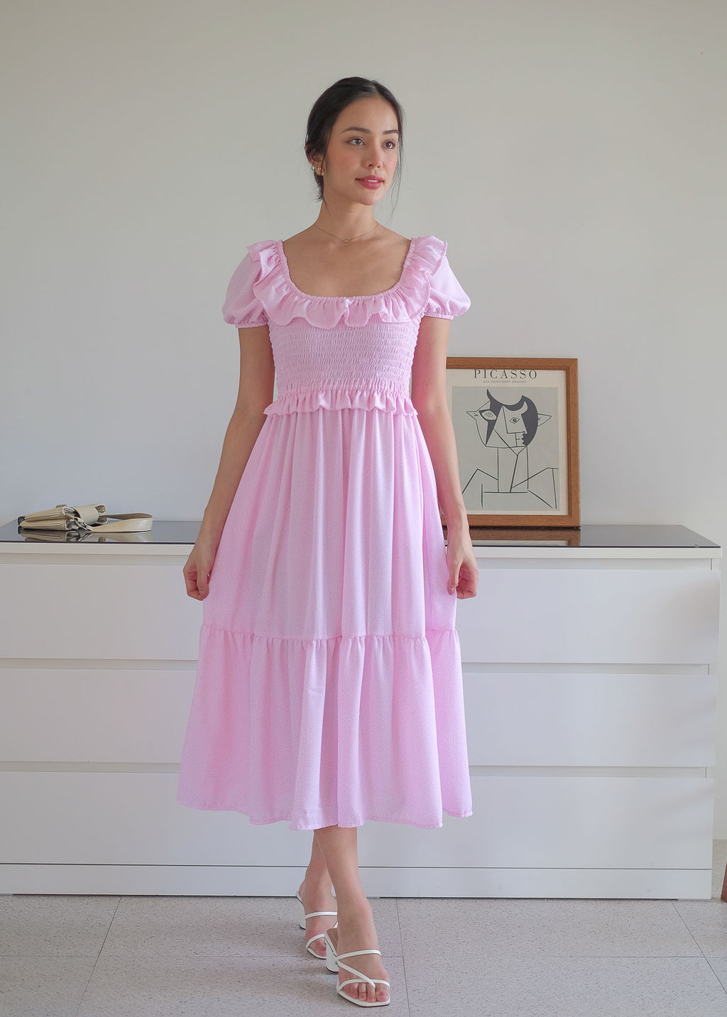 The Patricia Midi Dress – Pastel Pink