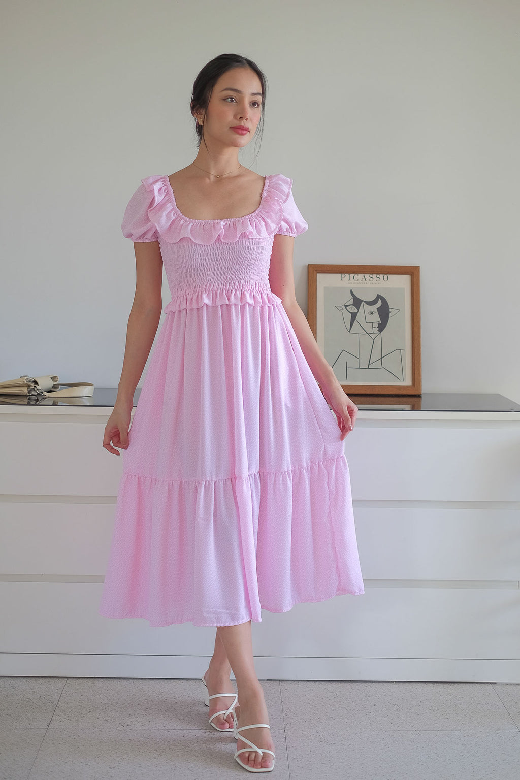 The Patricia Midi Dress – Pastel Pink