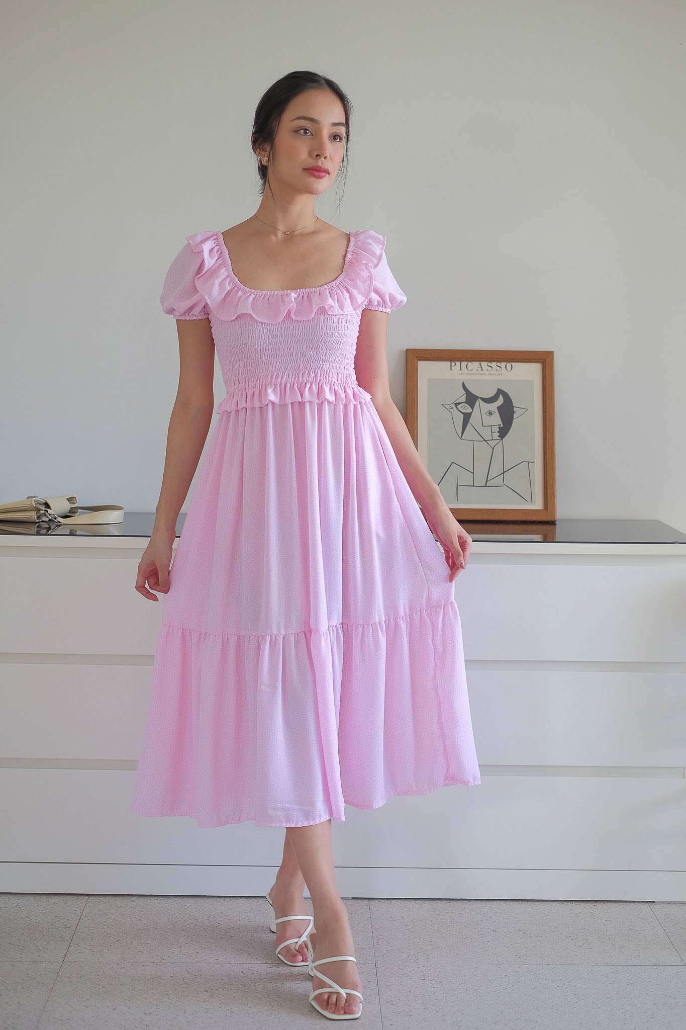 The Patricia Midi Dress – Pastel Pink