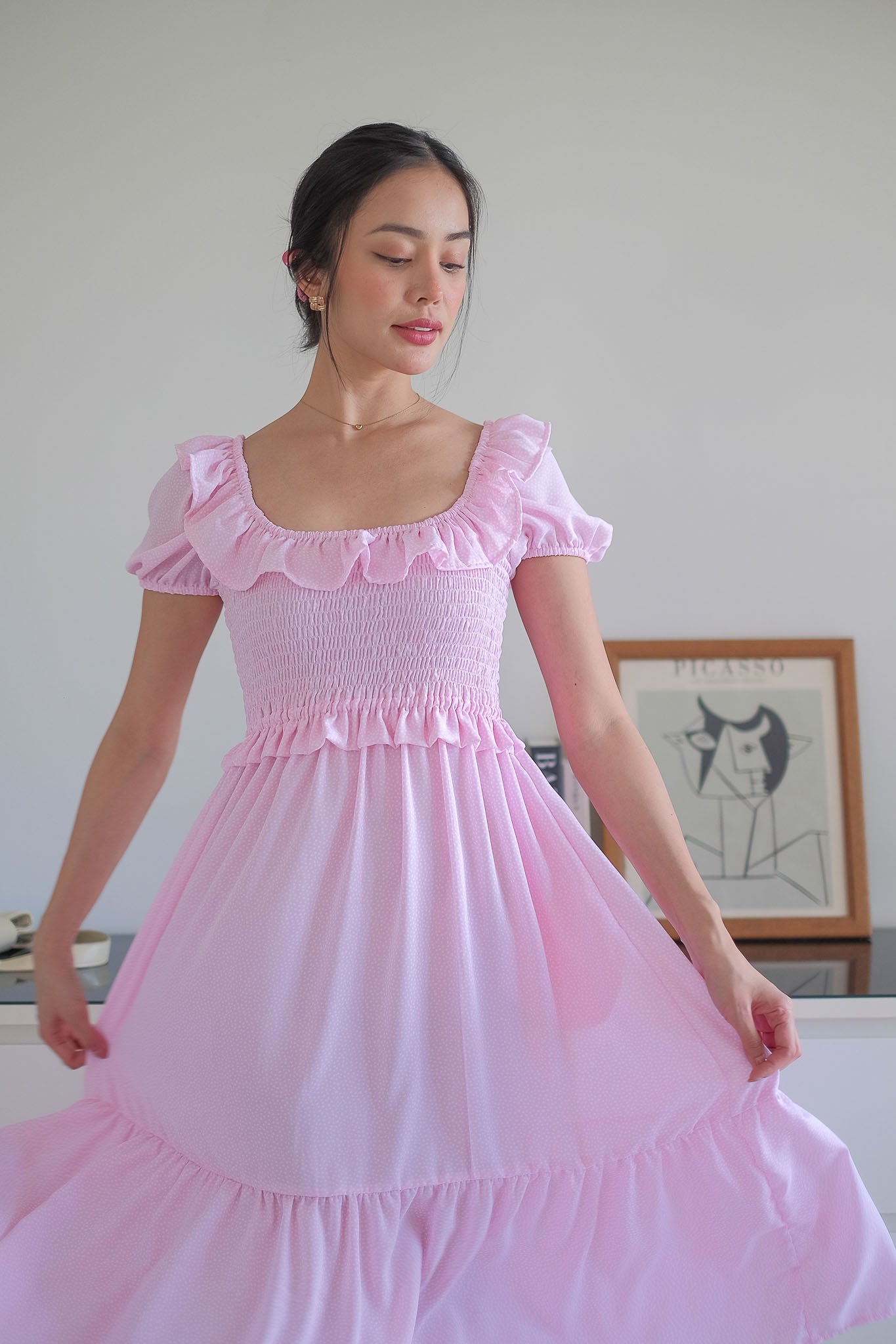 The Patricia Midi Dress – Pastel Pink