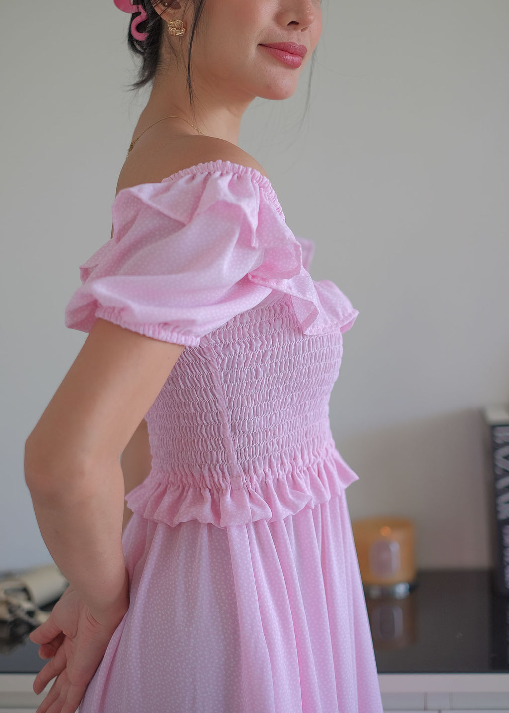 The Patricia Midi Dress – Pastel Pink