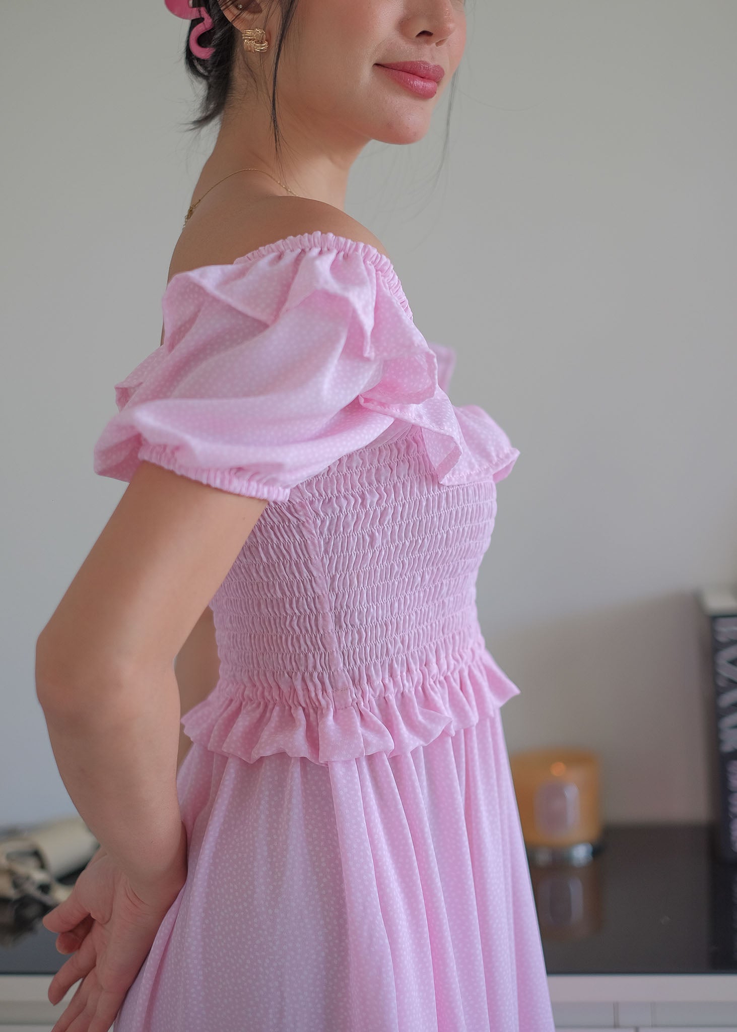 The Patricia Midi Dress – Pastel Pink