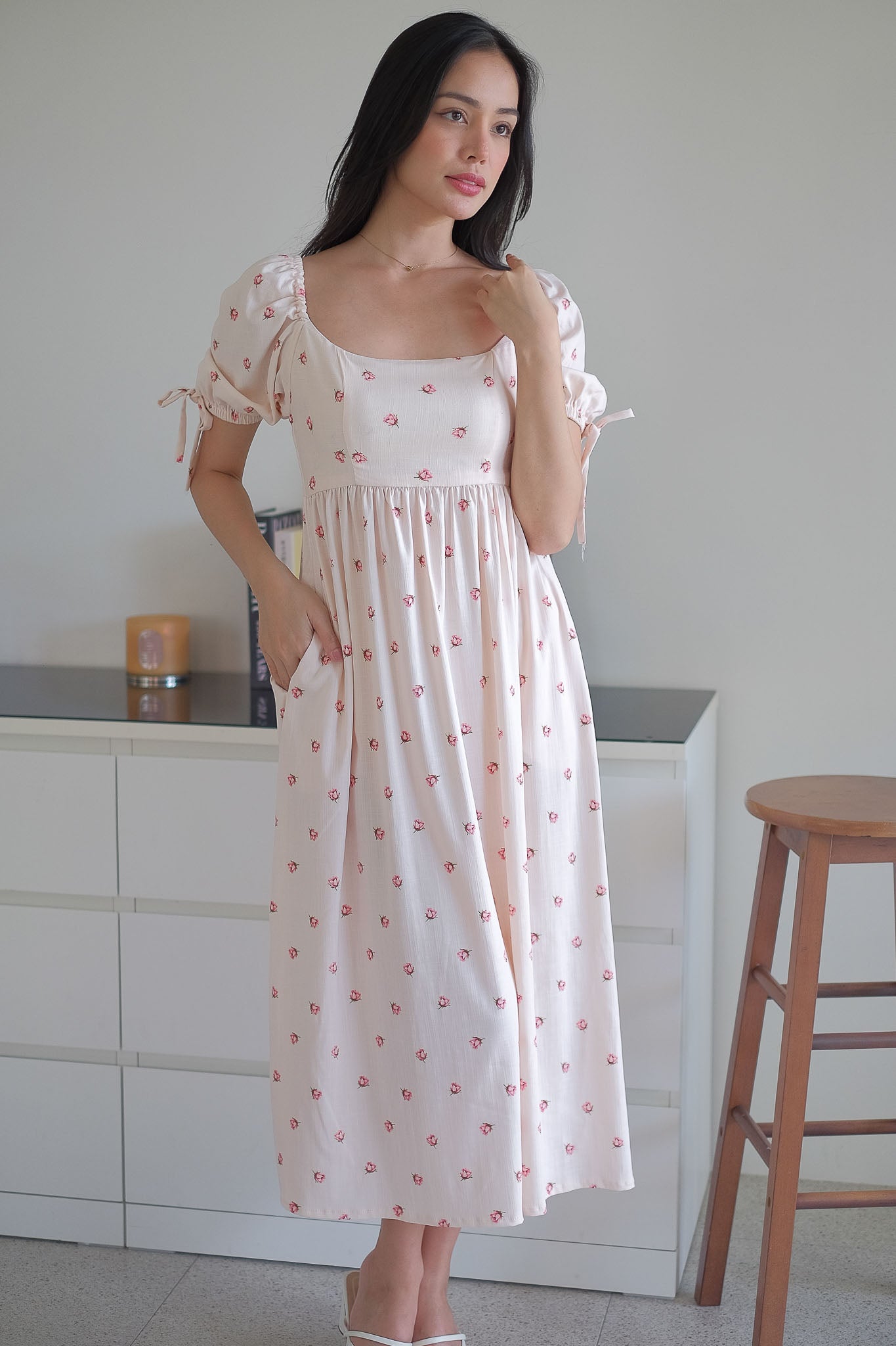 Hadley midi dress - dainty pink floral prints