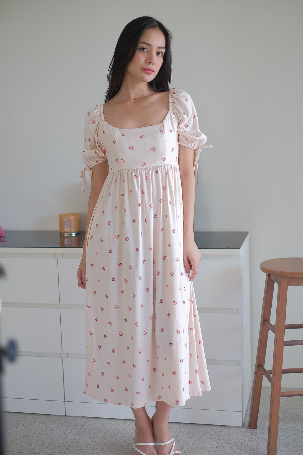 Hadley midi dress - dainty pink floral prints