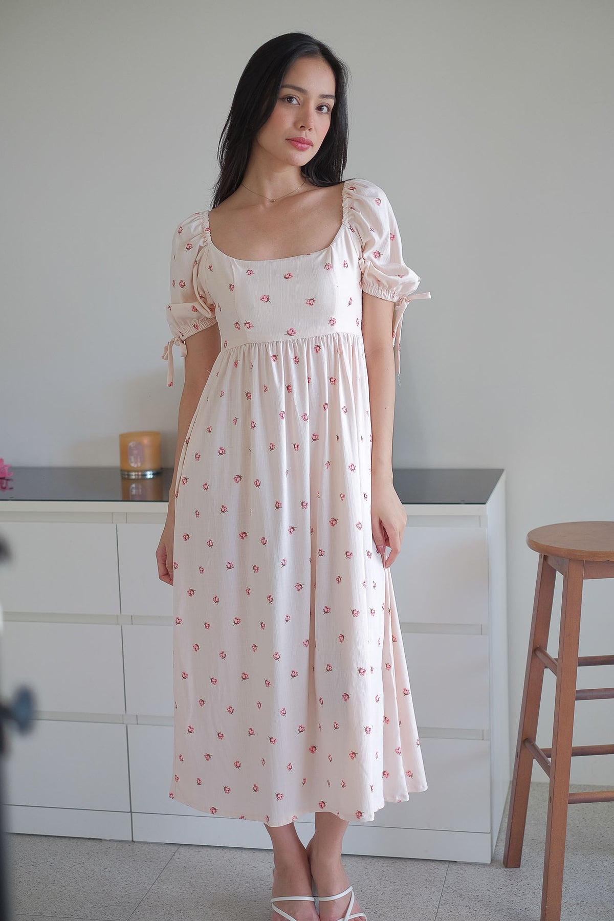 Hadley midi dress - dainty pink floral prints
