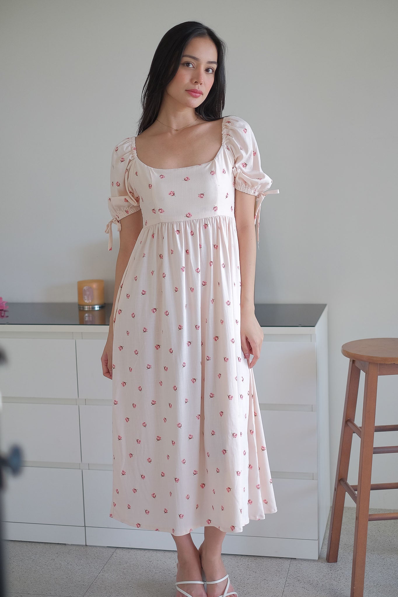 Hadley midi dress - dainty pink floral prints