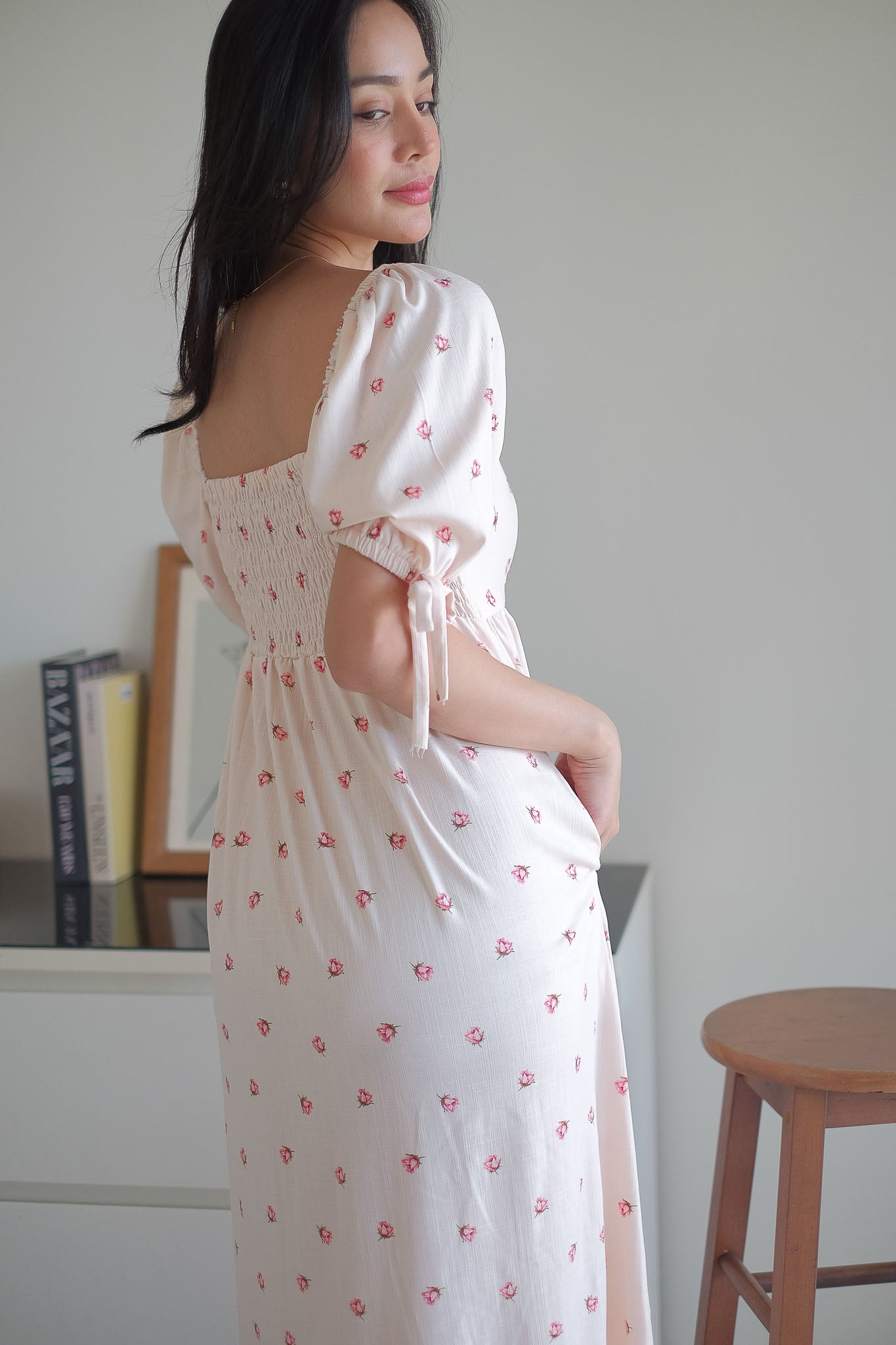 Hadley midi dress - dainty pink floral prints
