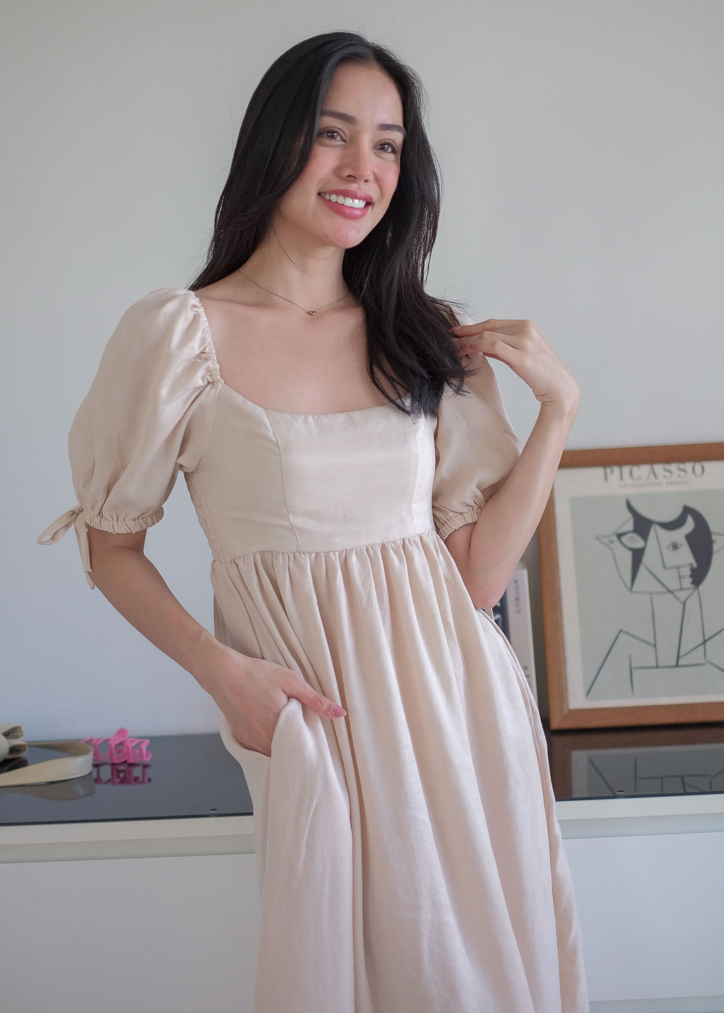 Hadley midi dress - champagne beige