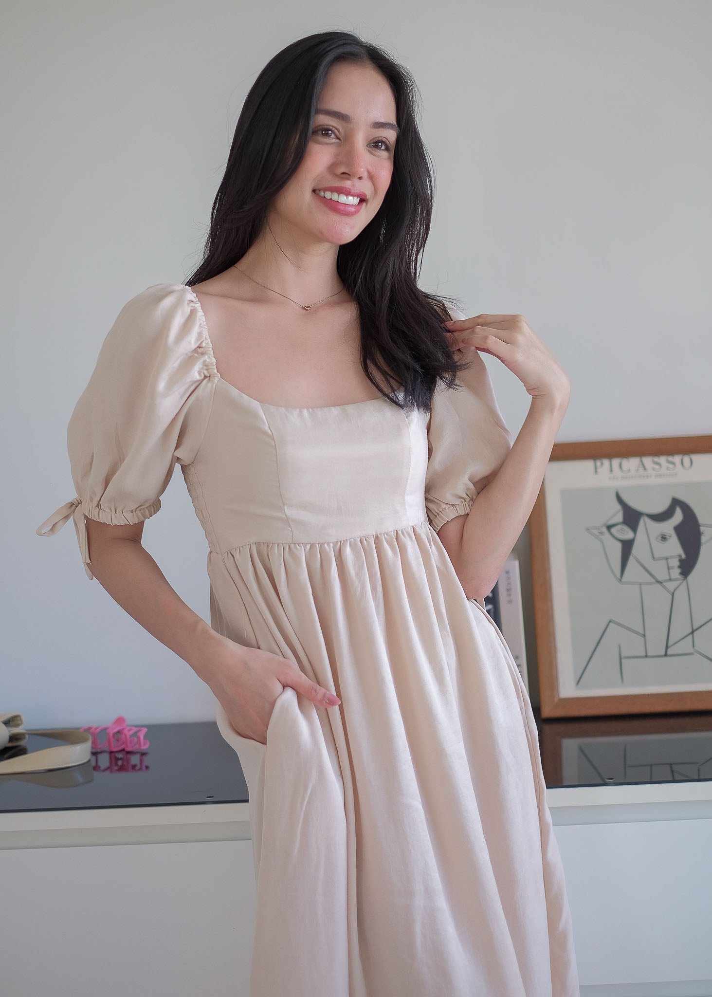 Hadley midi dress - champagne beige