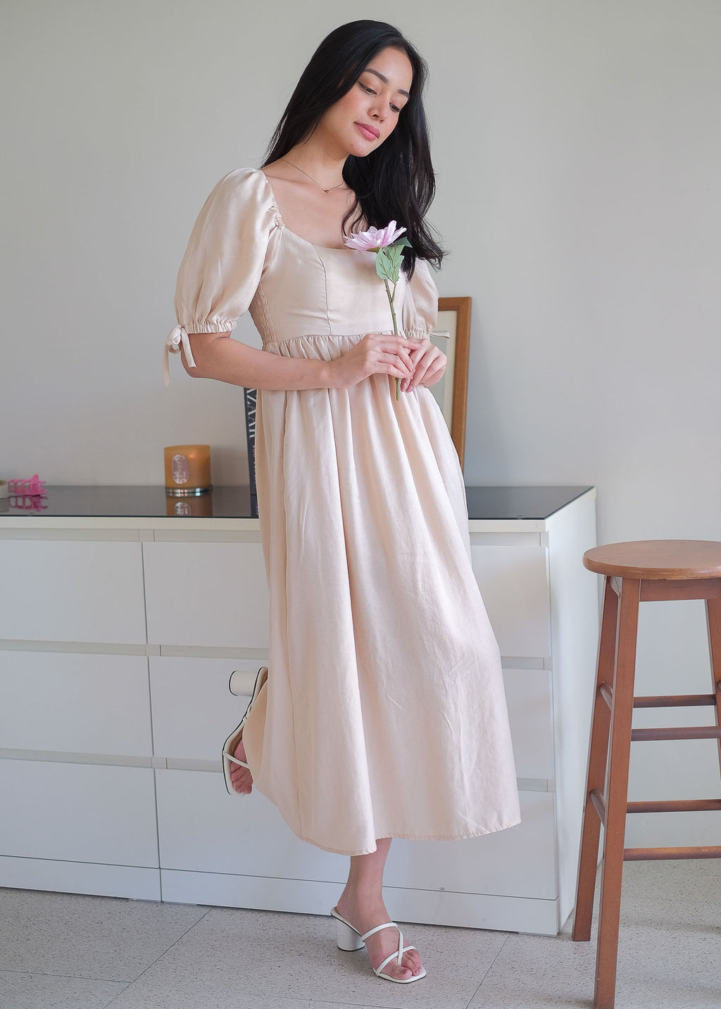 Hadley midi dress - champagne beige