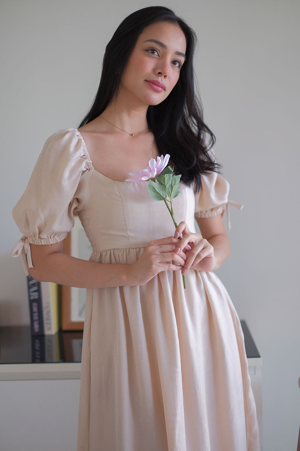 Hadley midi dress - champagne beige