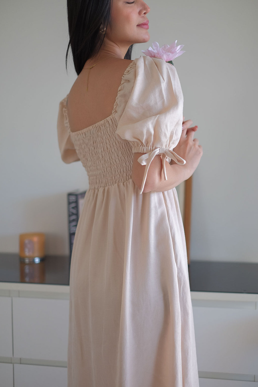 Hadley midi dress - champagne beige