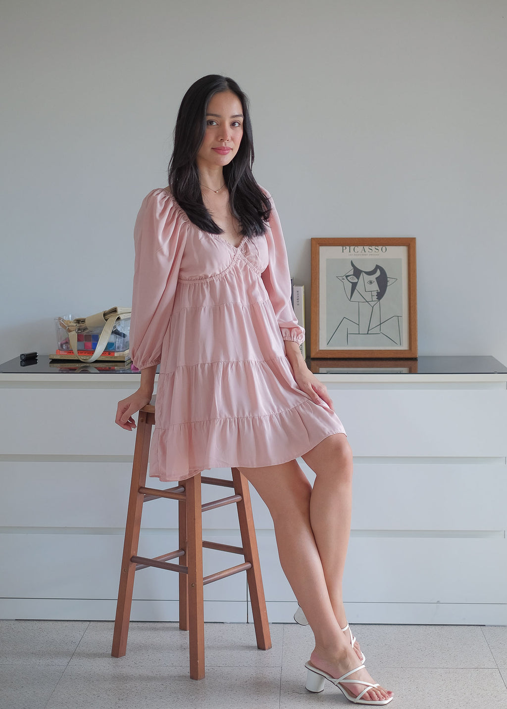 Caroline baby doll dress - blush pink