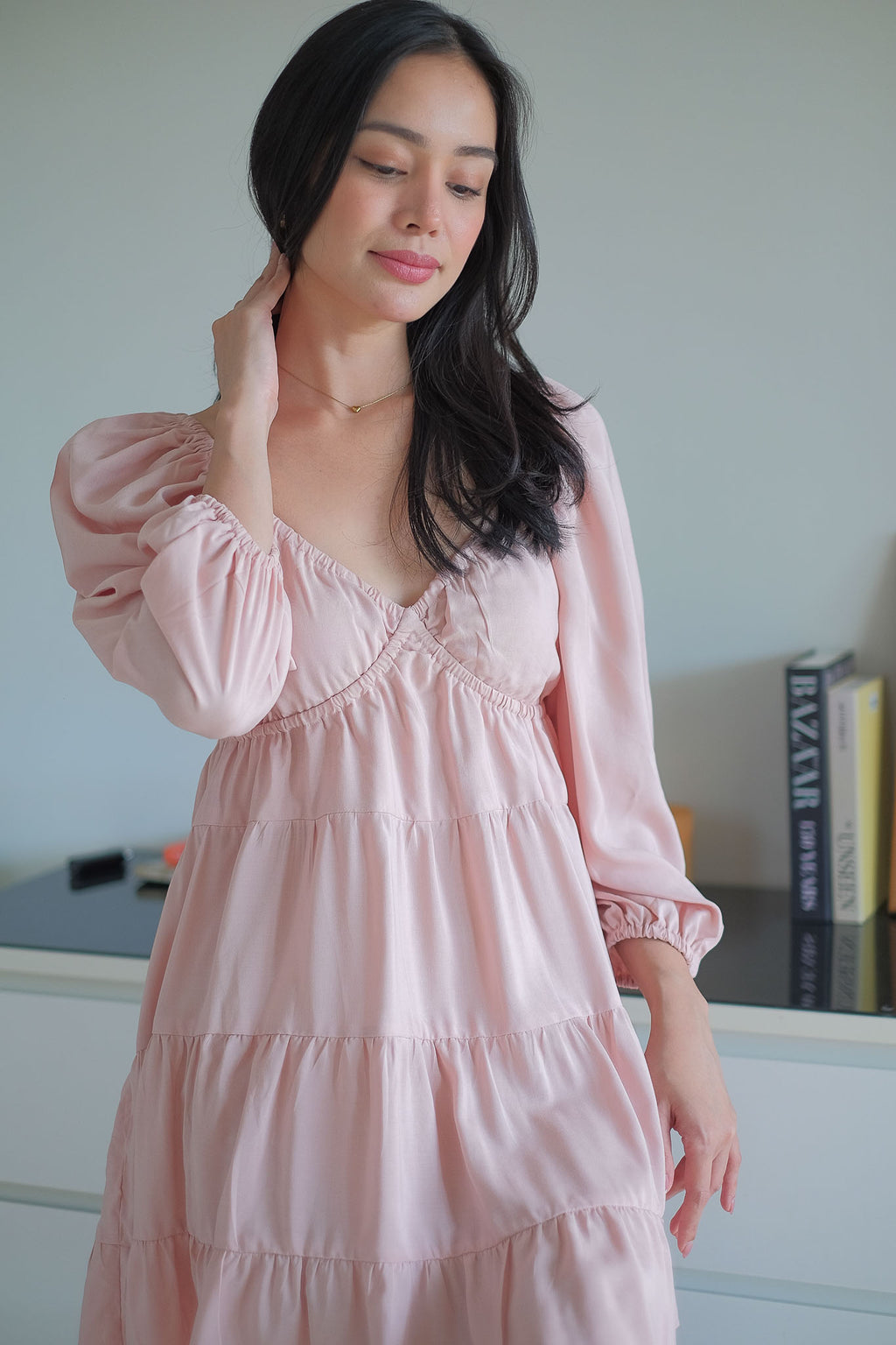 Caroline baby doll dress - blush pink