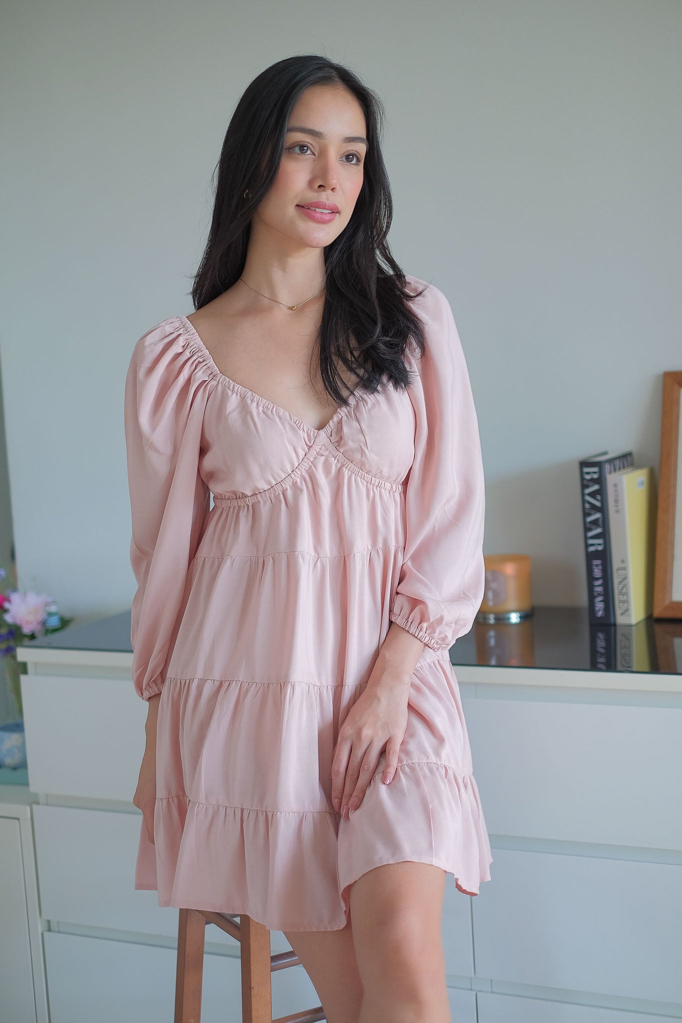 Caroline baby doll dress - blush pink