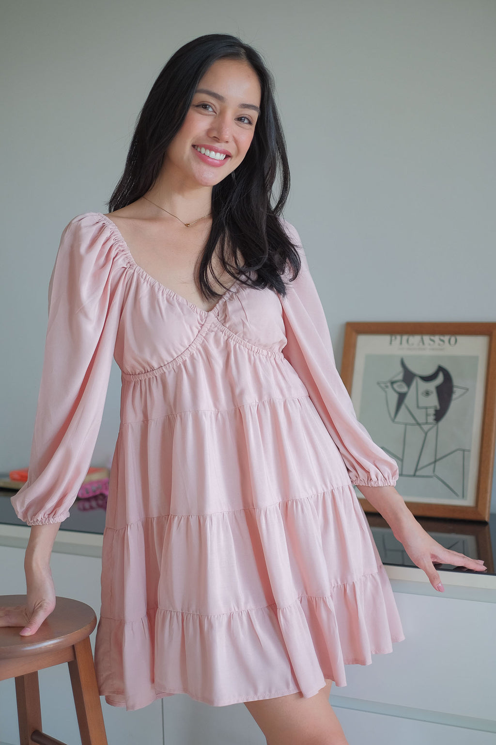 Caroline baby doll dress - blush pink