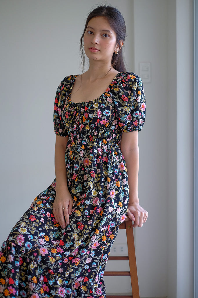 Geneva midi dress - black floral