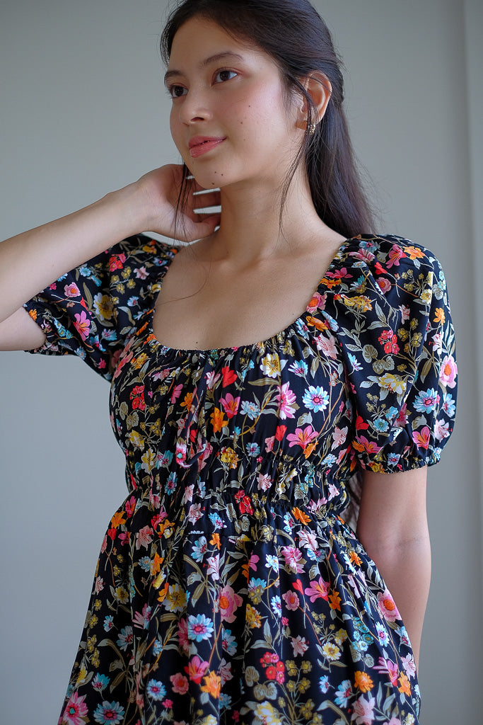 Geneva midi dress - black floral