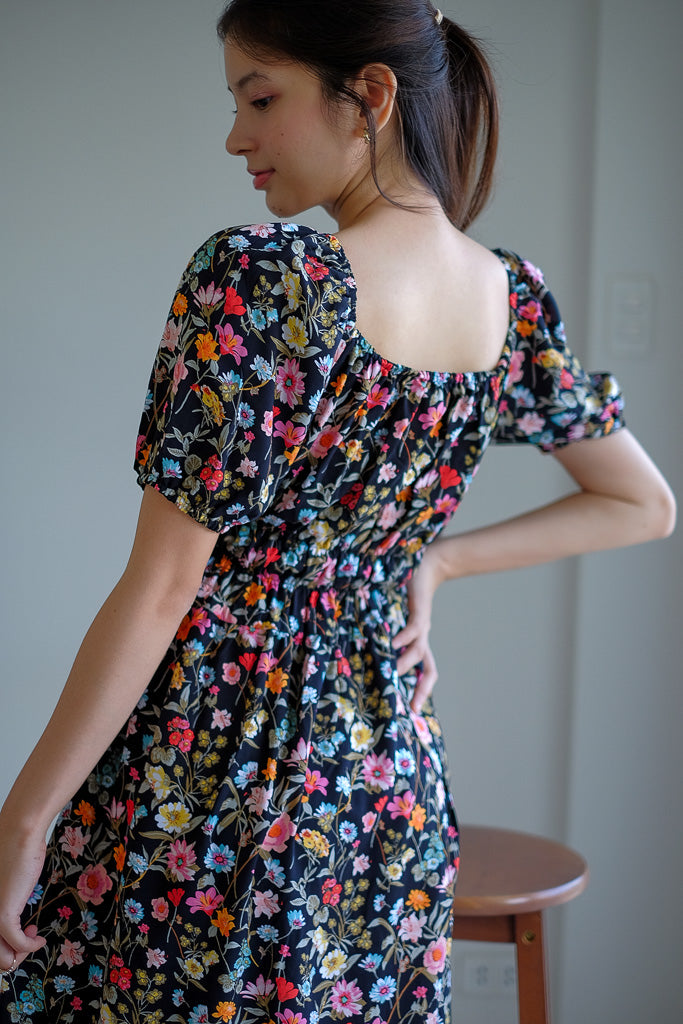 Geneva midi dress - black floral