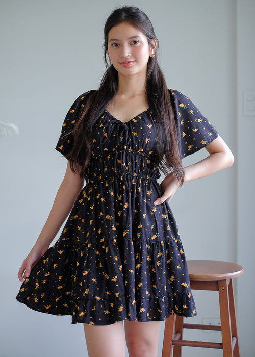Alliyah mini dress - black floral
